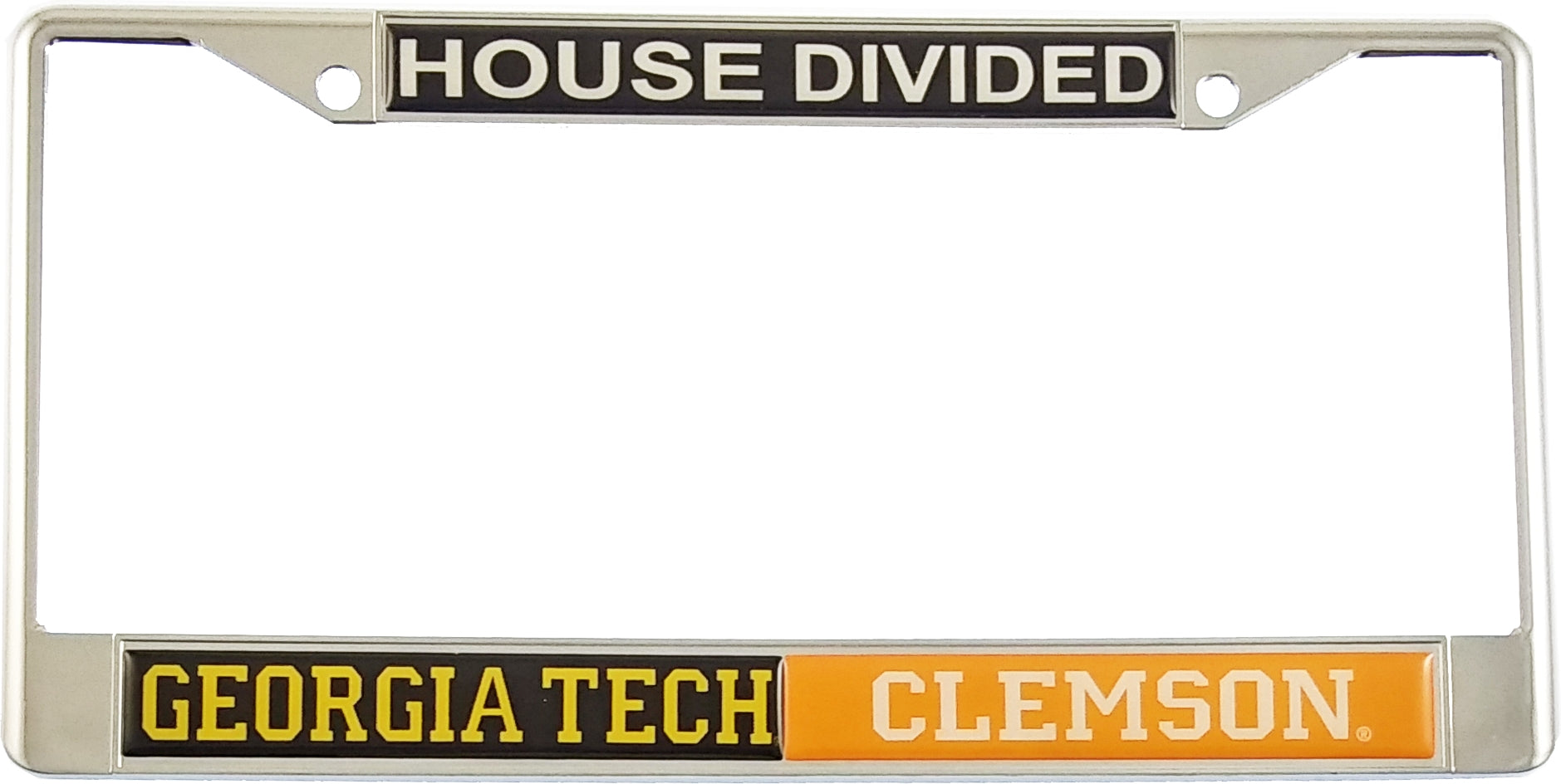 Georgia Tech House Divided Split License Plate Frame [Silver - Car or Truck]