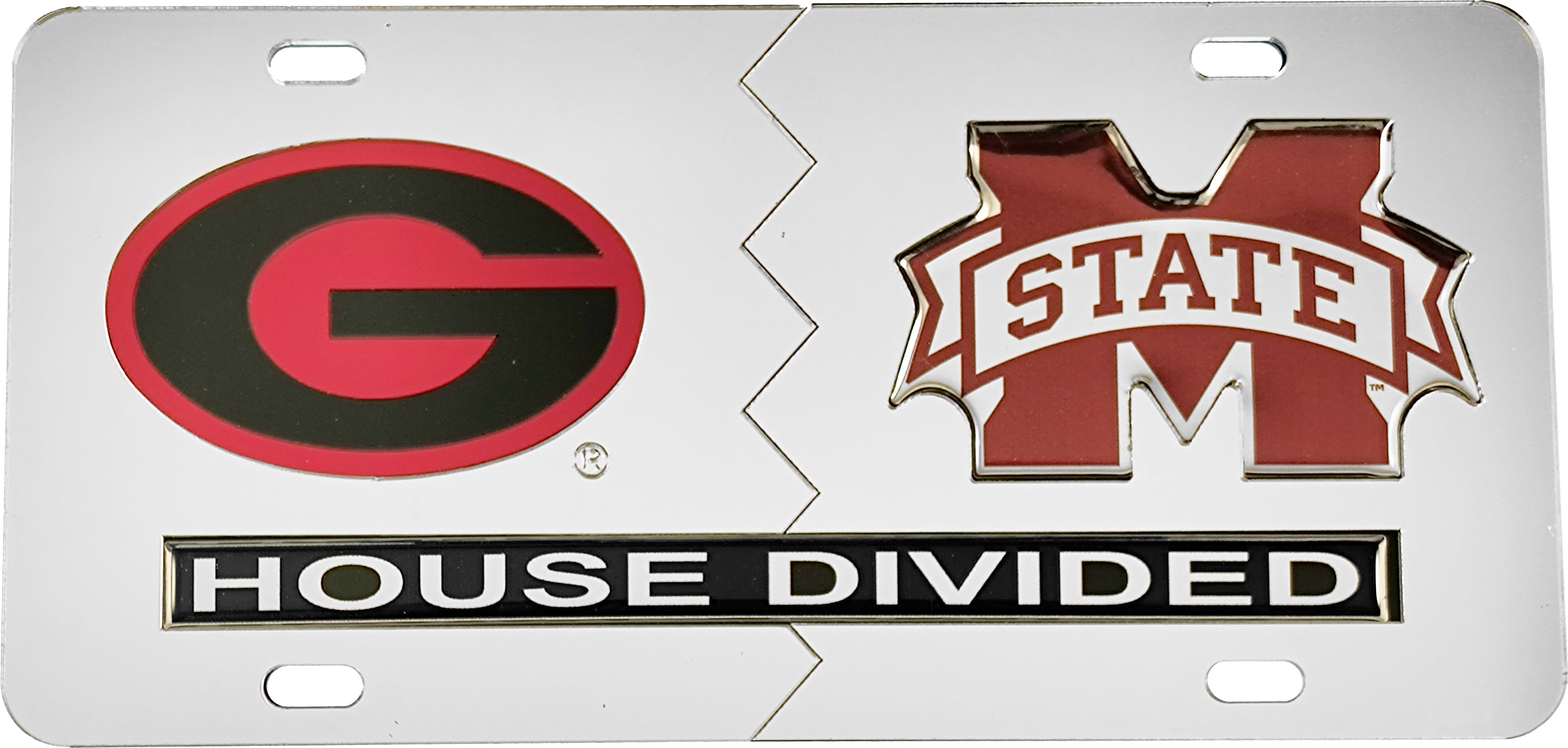 Georgia - Silver House Divided Split License Plate Tag [Car or Truck]