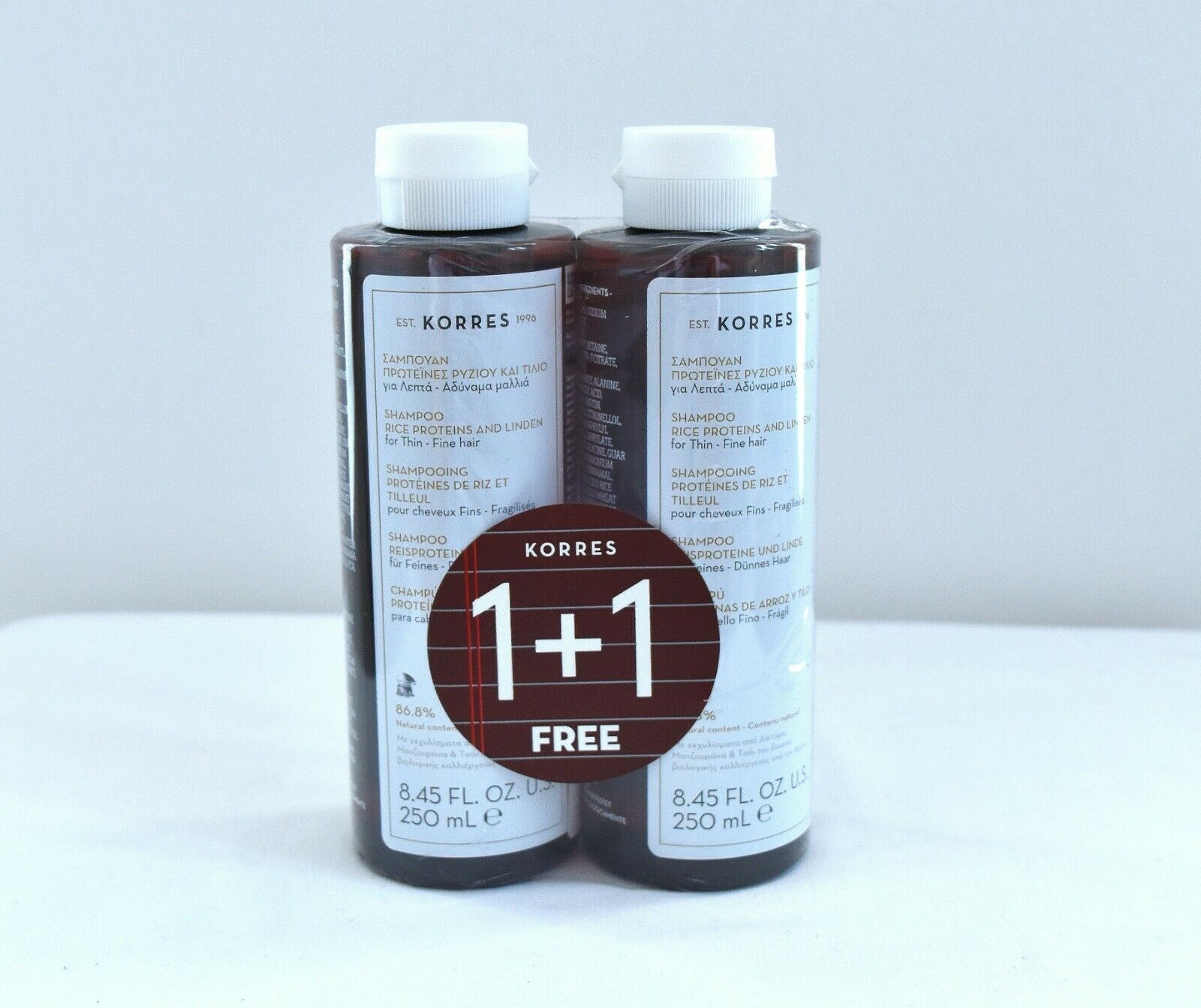 Korres Shampoo 1+1 Free (2x250 ml - 2x8.45 Fl Oz) Choose Your Type