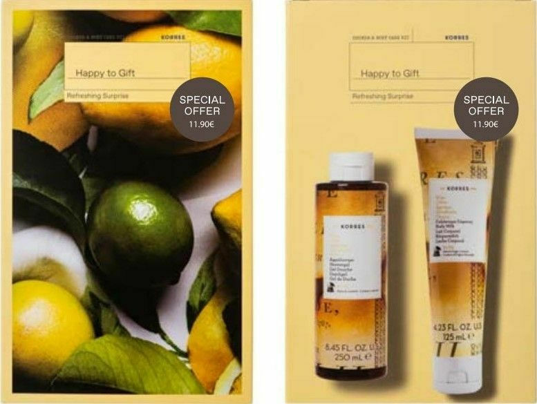 Korres Set Happy To Gift Refreshing Surprise Citrus Showergel Shower Gel Kitro 250ml + Citrus Body Milk Body Emulsion Kitro 125ml