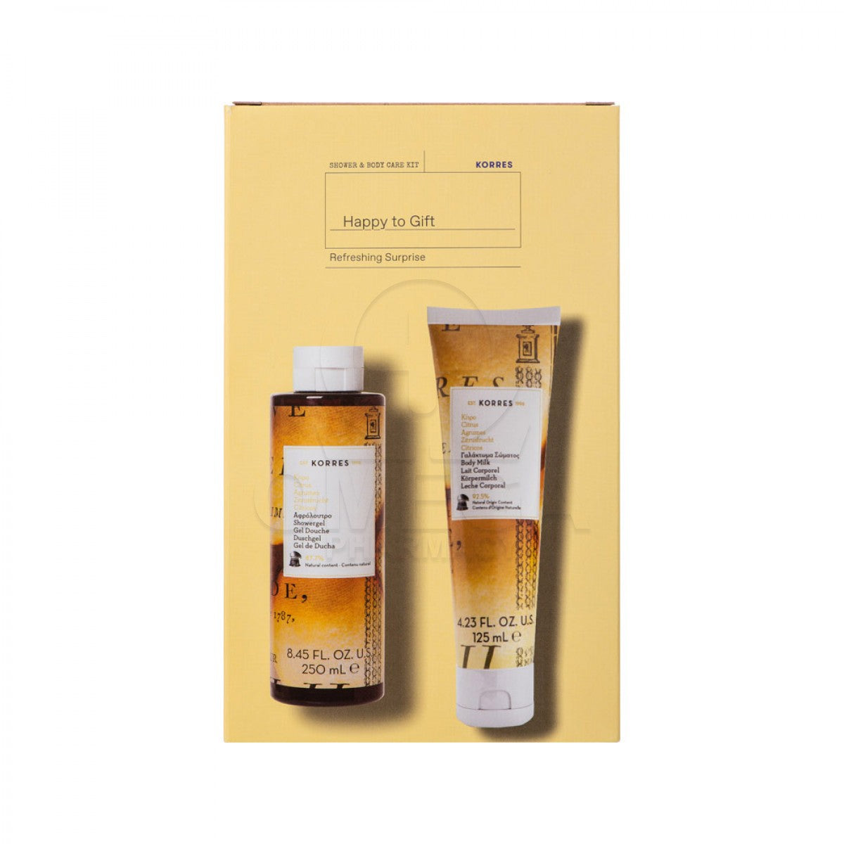 Korres Set Happy To Gift Refreshing Surprise Citrus Showergel Shower Gel Kitro 250ml + Citrus Body Milk Body Emulsion Kitro 125ml