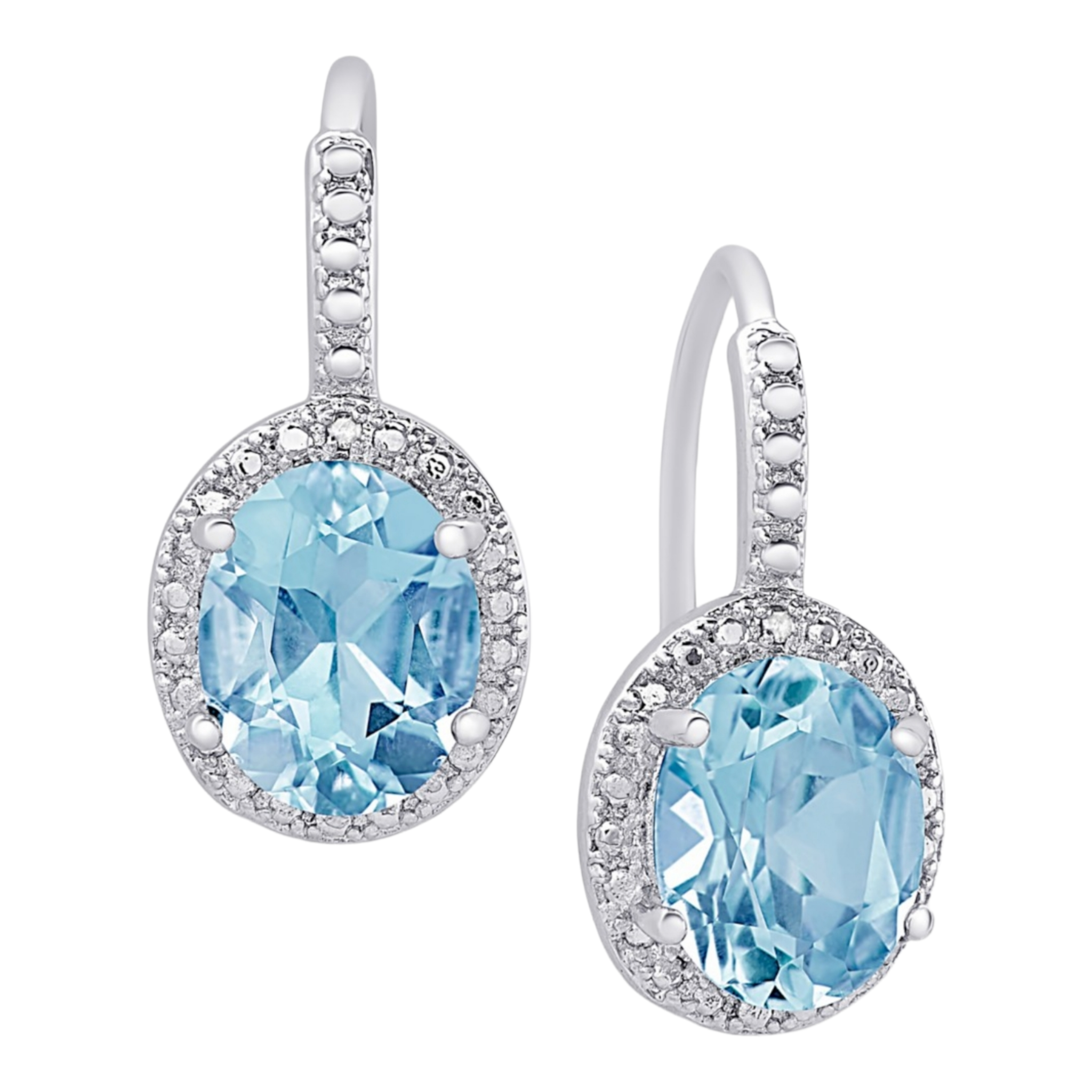 Blue Topaz (6-3/8 ct. t.w.) and Diamond Accent Drop Earrings in Sterling Silver