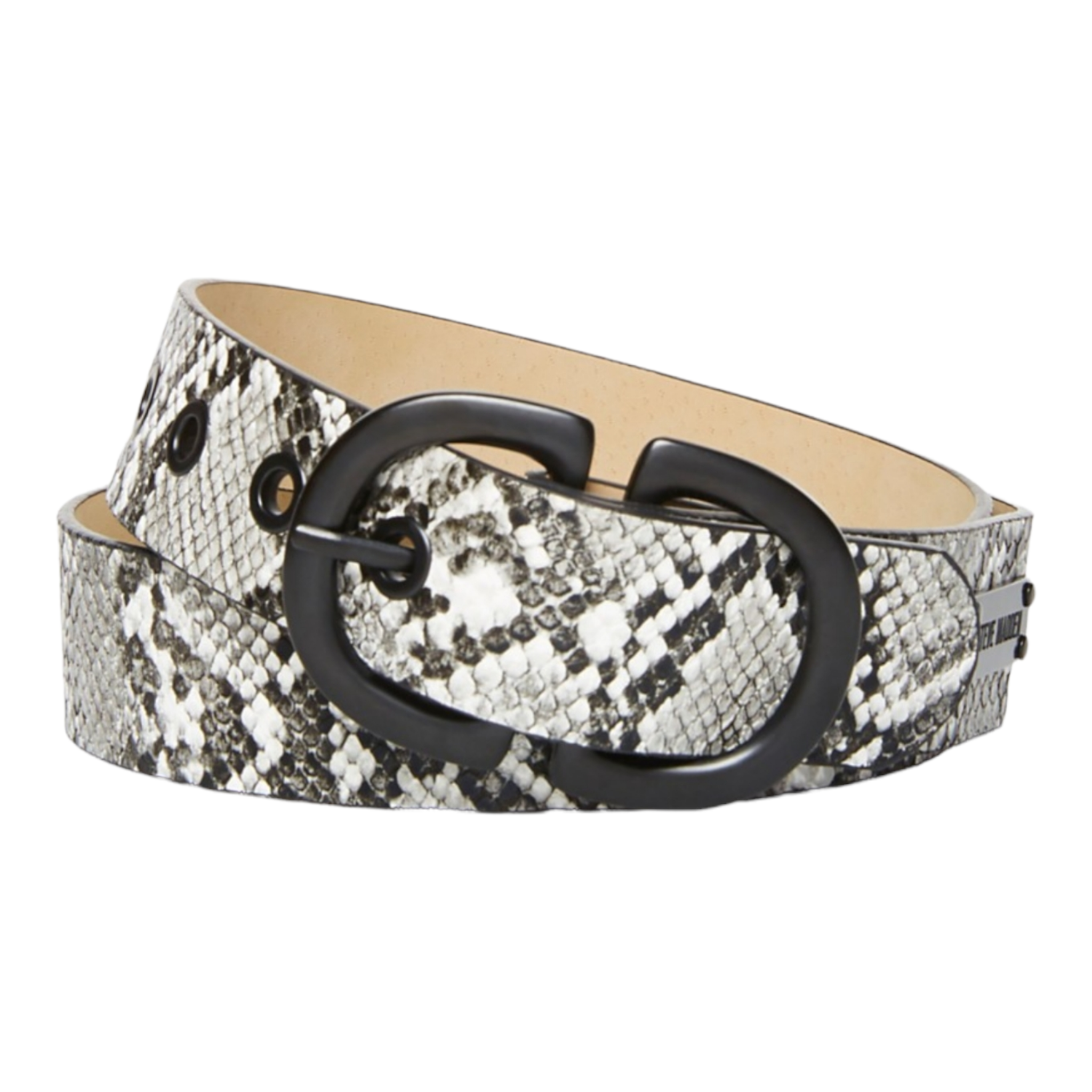 Steve Madden Python Print Double-Head-Buckle Belt