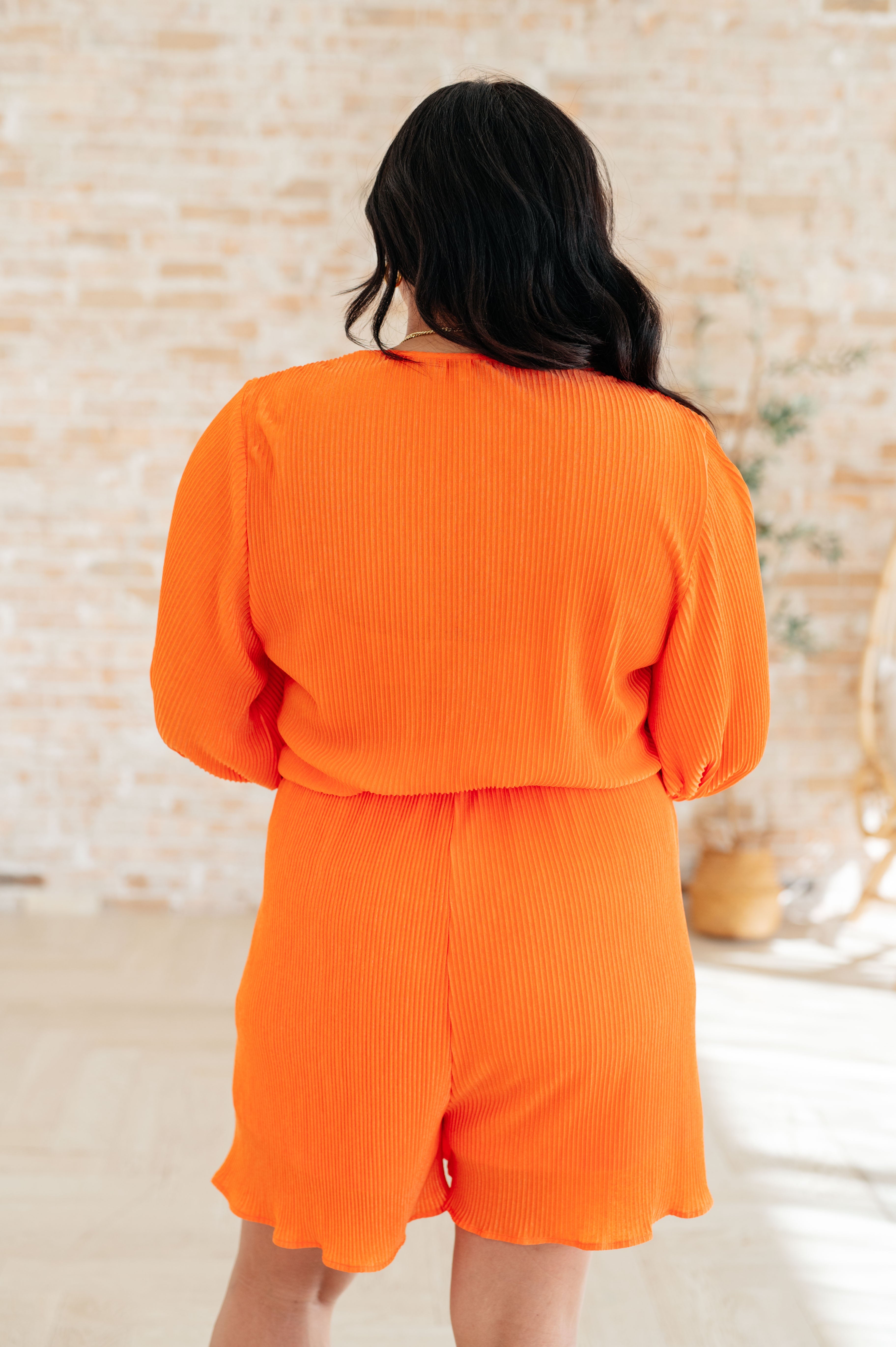 Roll With me Romper in Tangerine - White Birch