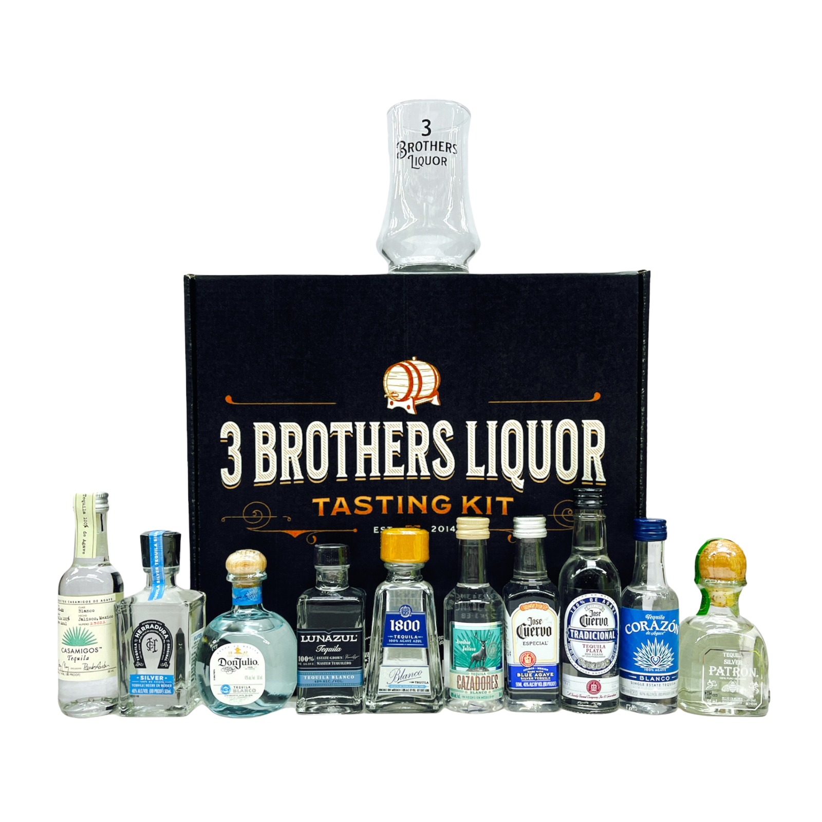 3 Brothers Liquor Blanco Tequila Tasting Bundle Kit (10 Mini Shots)