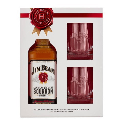 Jim Beam Bourbon Whiskey W/ 2 Rock Jim Beam Glasses (Limited Edition)