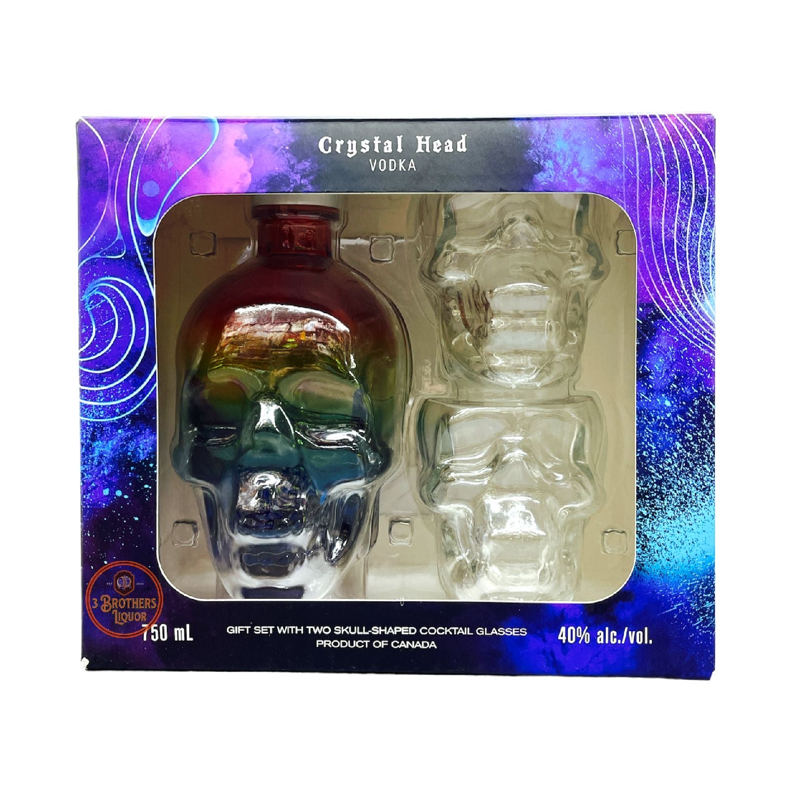 Crystal Head Vodka Pride Rainbow Gift Set W/ 2 Skull Cocktail Glasses