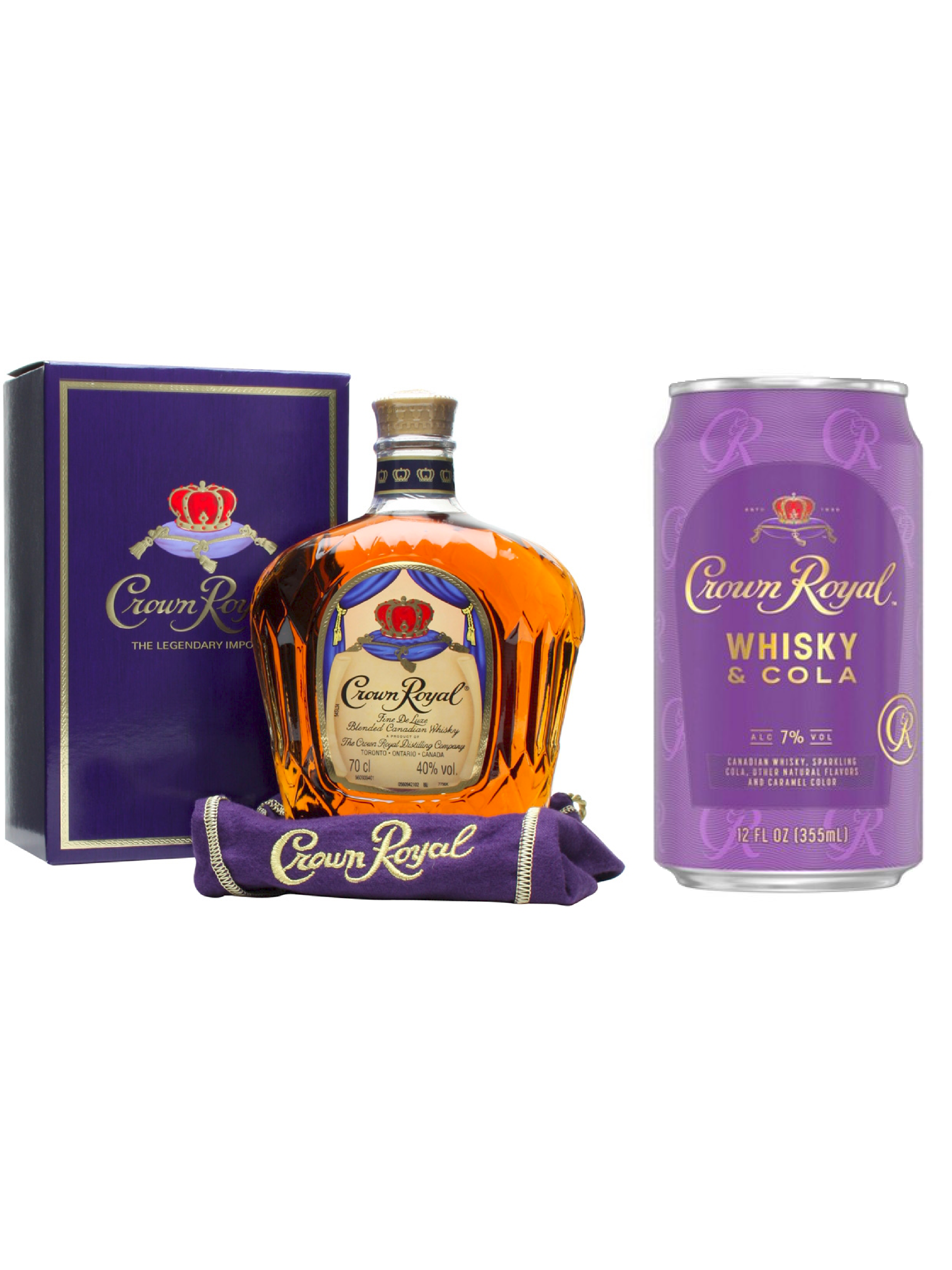 Crown Royal Fine De Luxe + Crown Royal Whisky & Cola 4-PK Can Whisky Combo (Limited Edition)