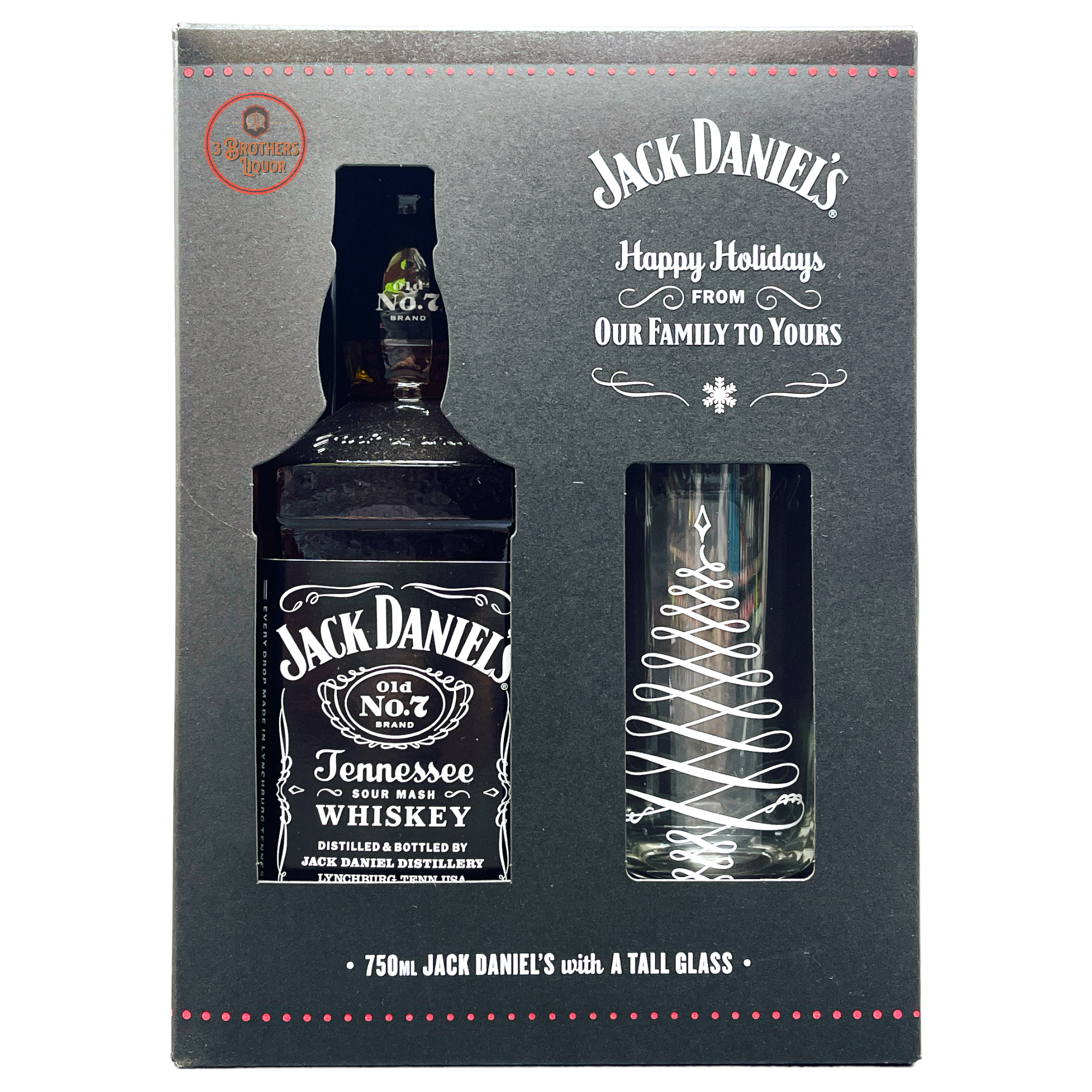 Jack Daniel Tennessee Whiskey Christmas Gift Set With Highball Glass (Limited Edition)