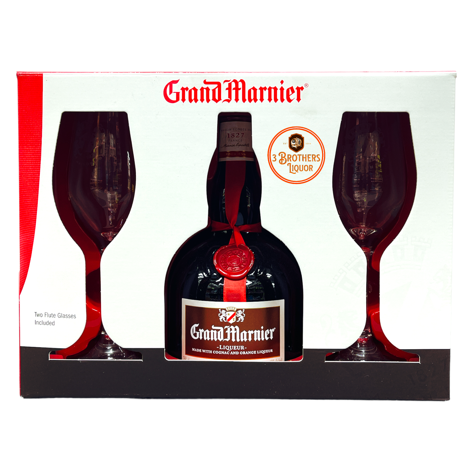 Grand Marnier Liqueur Gift Set W/ 2 Grand Marnier Glasses