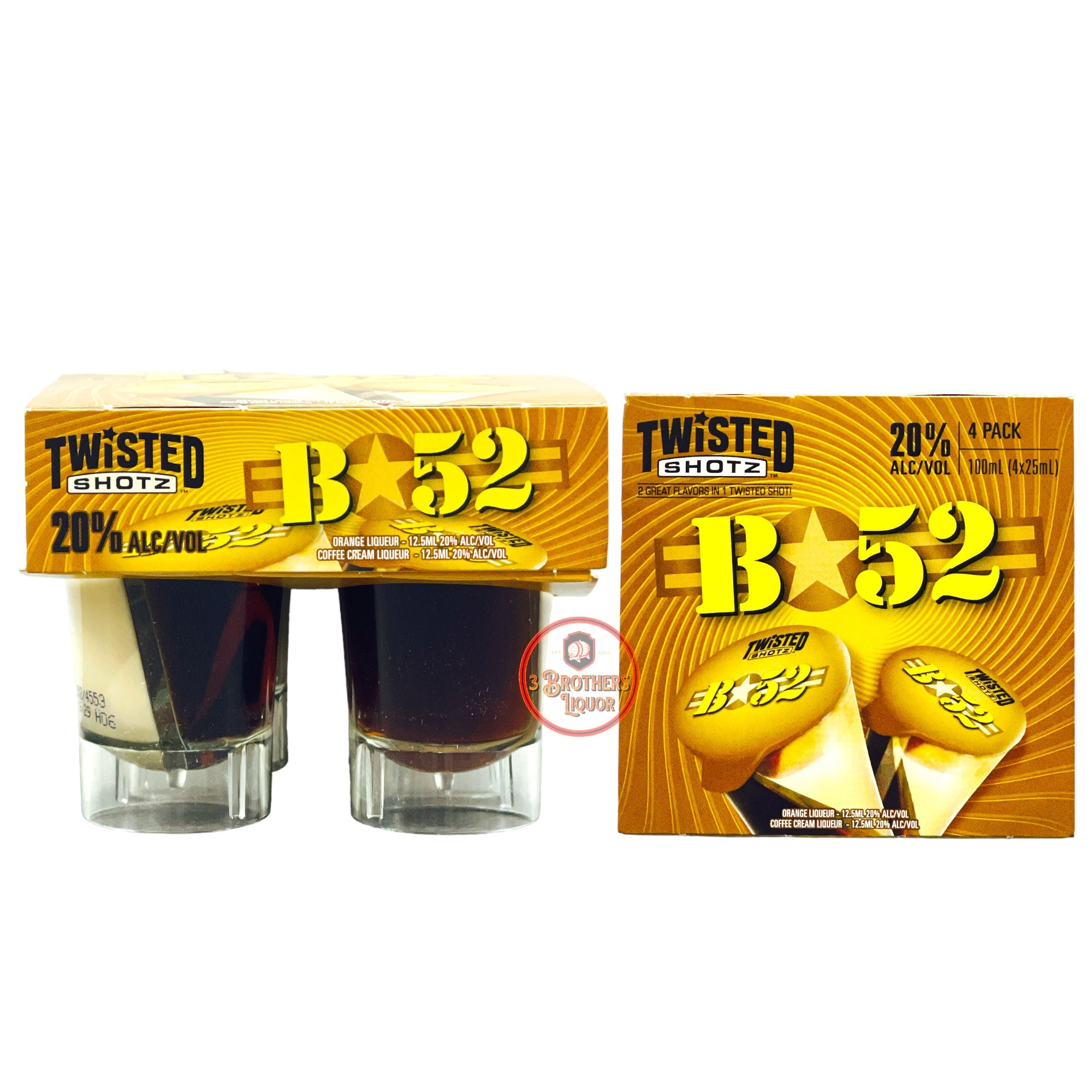 Twisted Shotz B52 Flavoured 4Pk Mixed Shots RTD