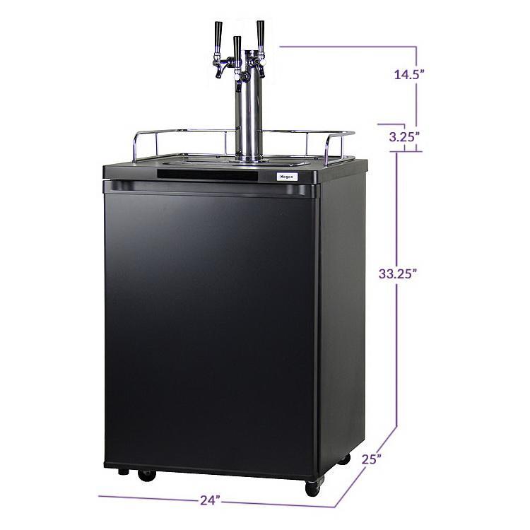 Kegco Triple Faucet Kombucha Keg Cooler with Black Cabinet and Door