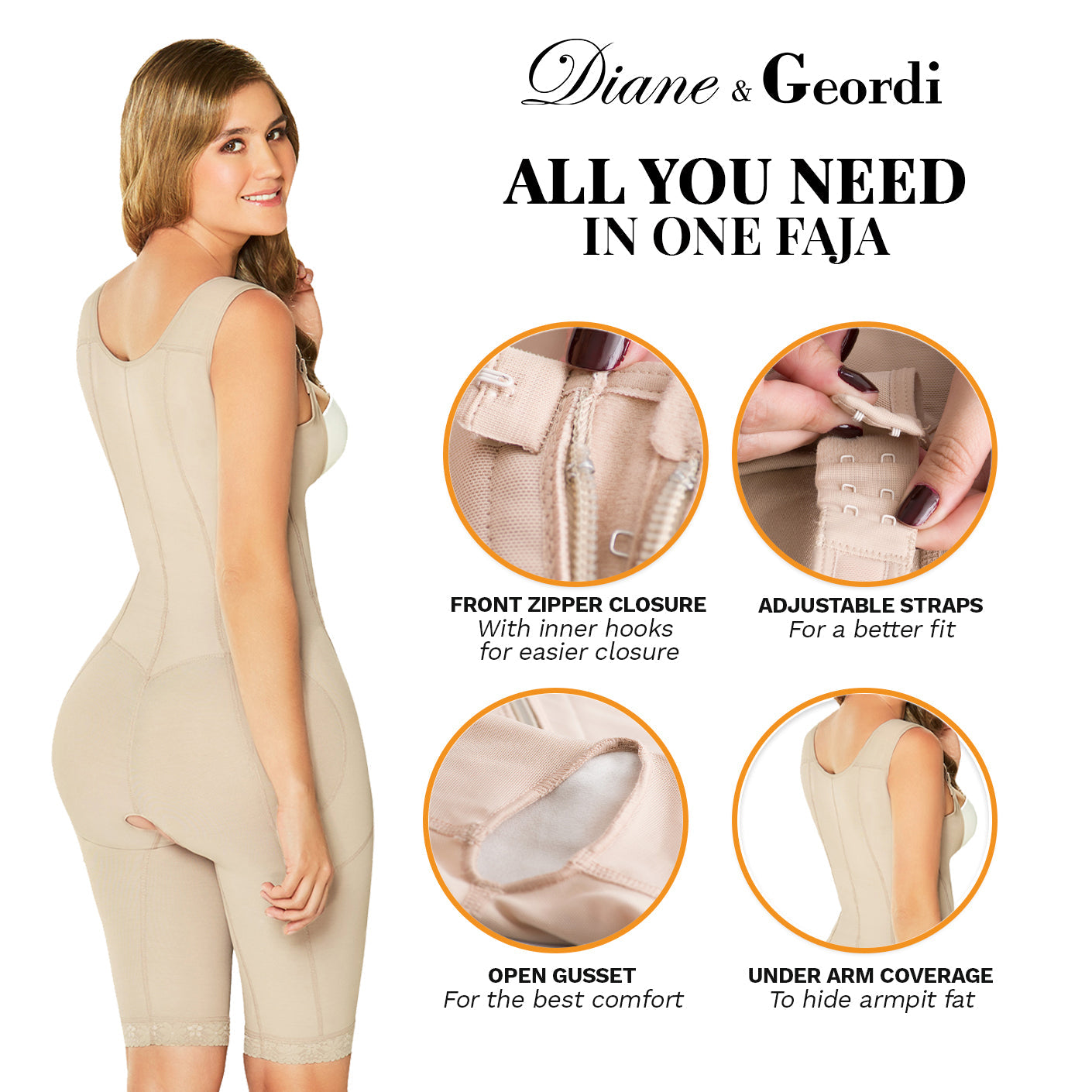 Daily Use Full Body Shaper | Postsurgical Girdle | Diane and Geordi Fajas 2397