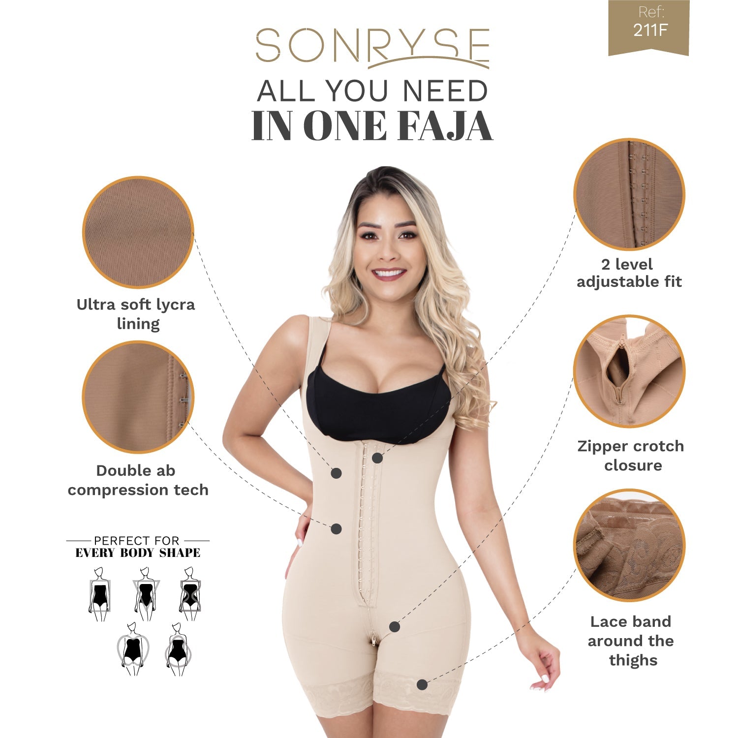 SONRYSE 211BF | Post Surgery Bodyshaper Bodysuit.