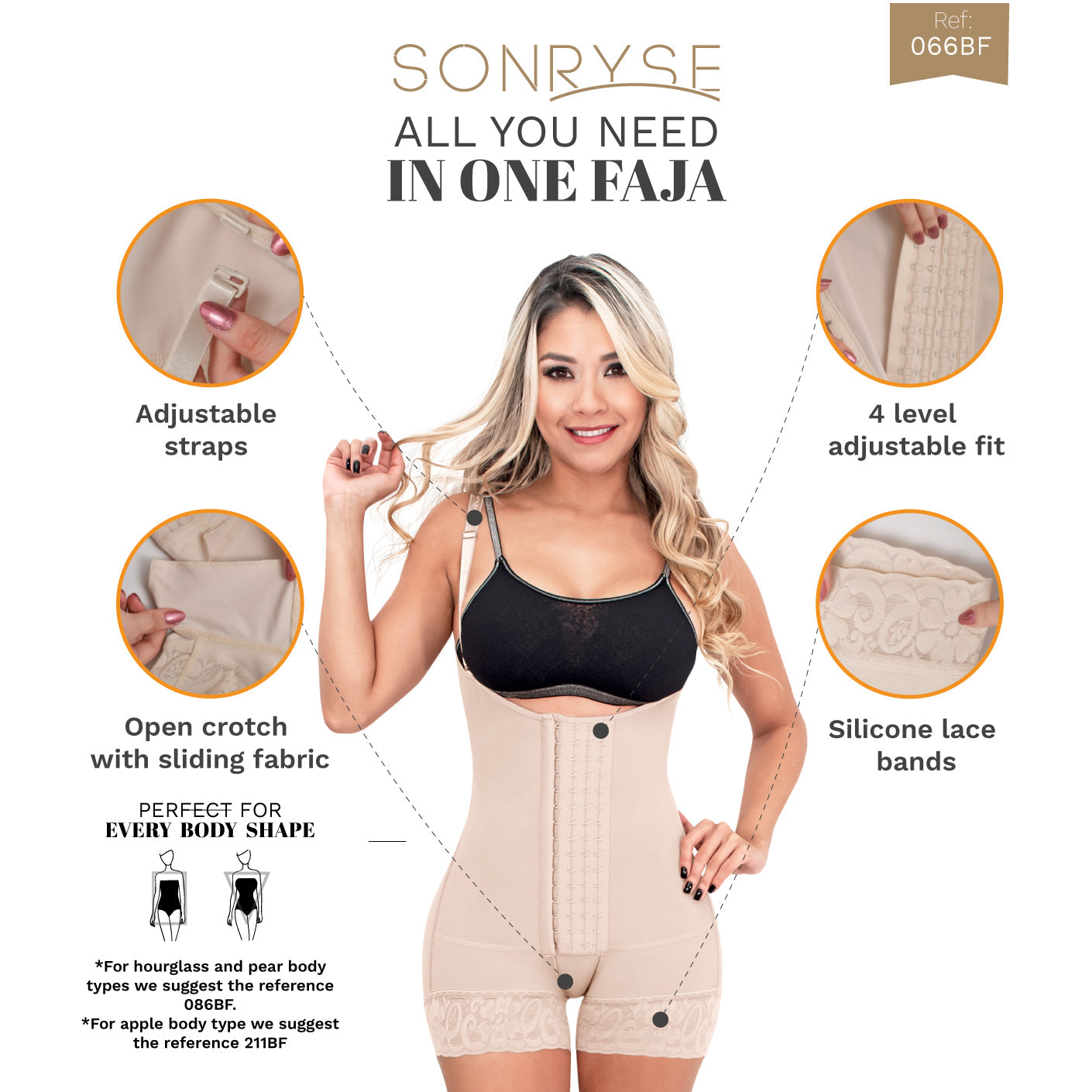 SONRYSE 066 | Postpartum Bodysuit Shapewear | Butt Lifting Effect & Tummy Control.