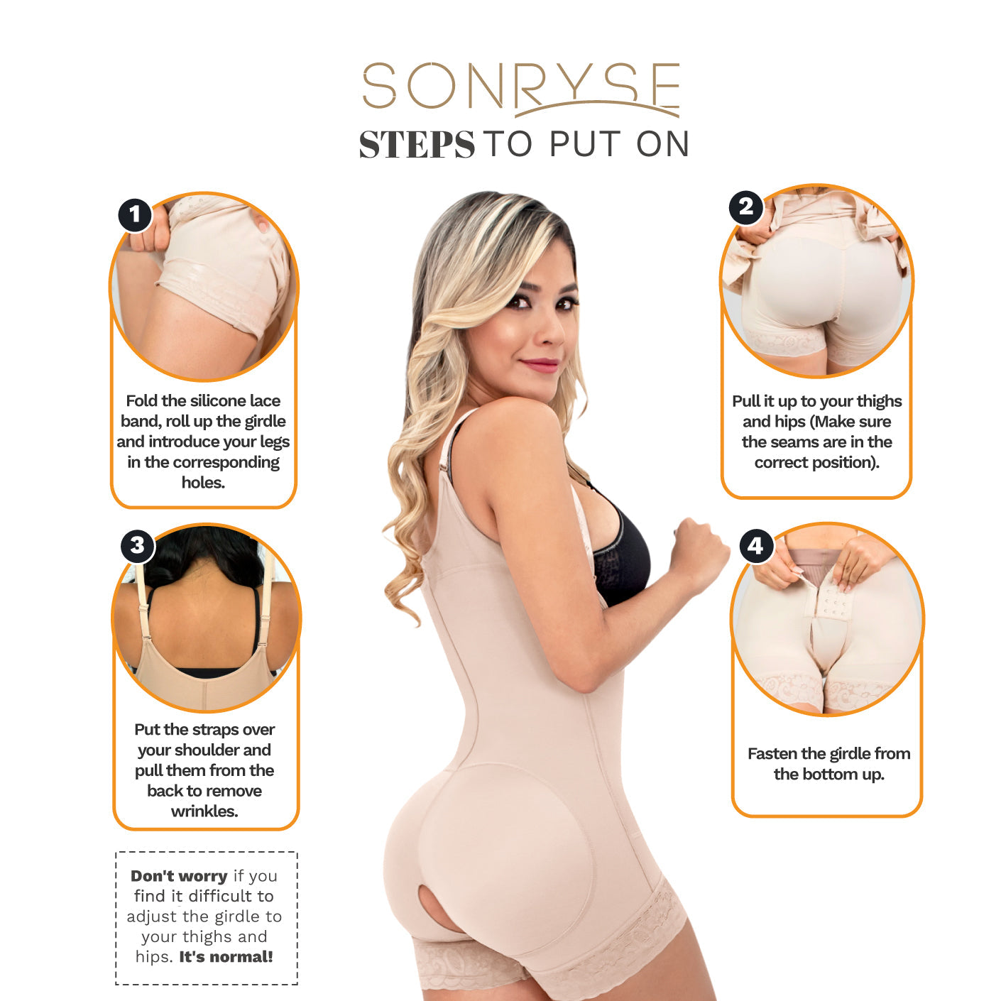 SONRYSE 066 | Postpartum Bodysuit Shapewear | Butt Lifting Effect & Tummy Control.