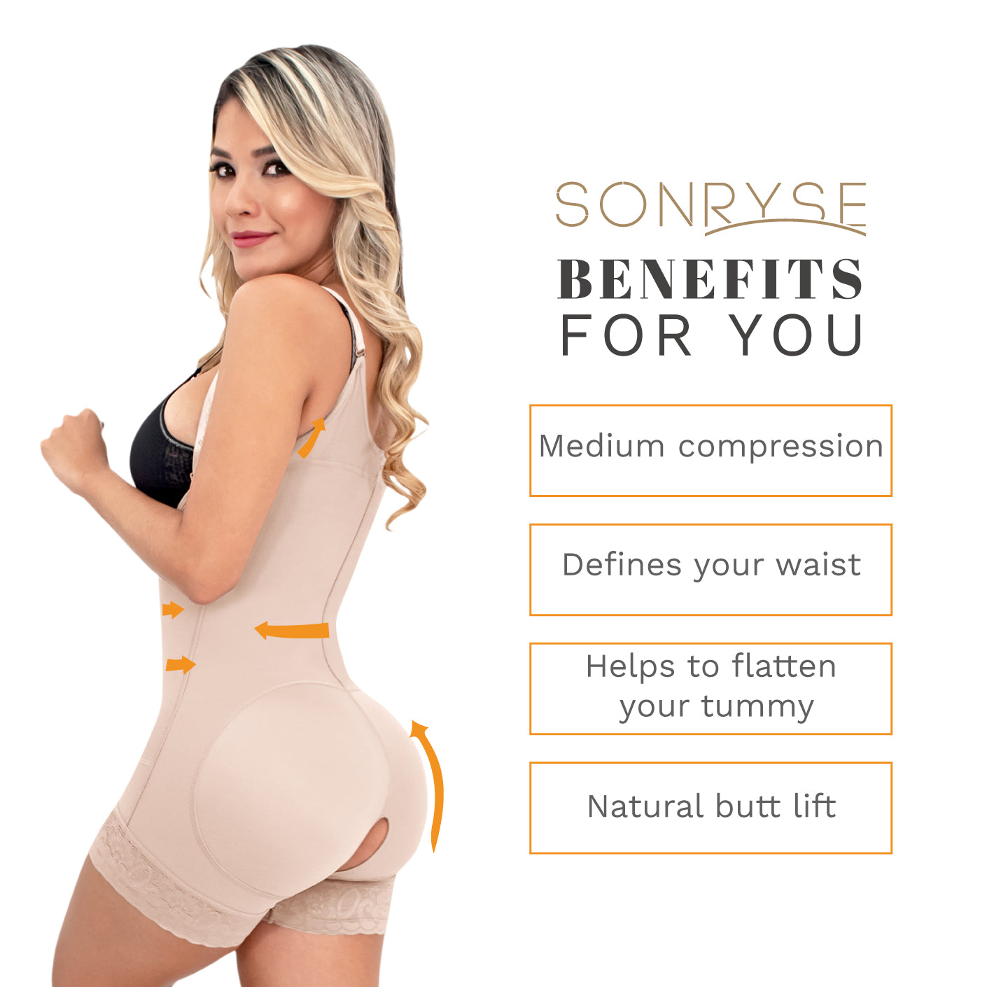 SONRYSE 066 | Postpartum Bodysuit Shapewear | Butt Lifting Effect & Tummy Control.