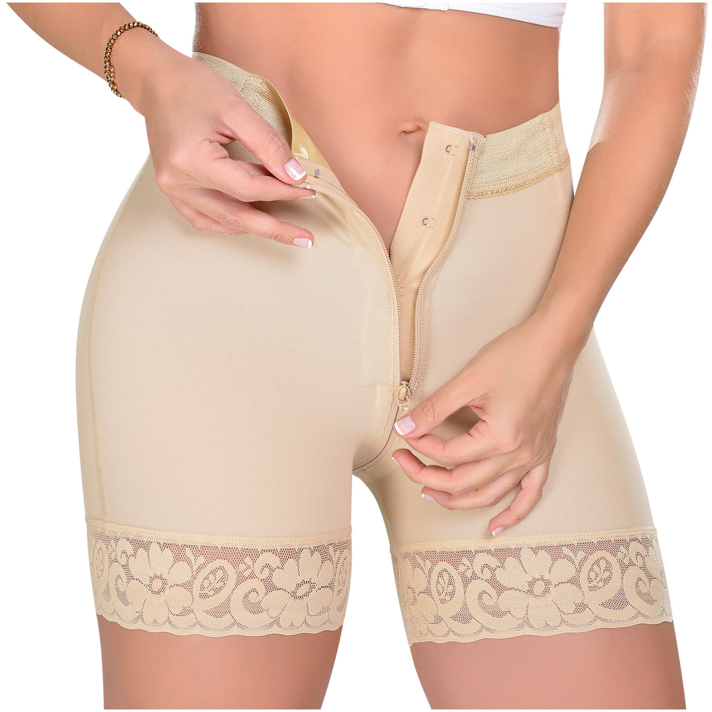 Fajas MYD 3722 | High Waist Compression Shorts | Zipped High Waisted Butt-Lifting