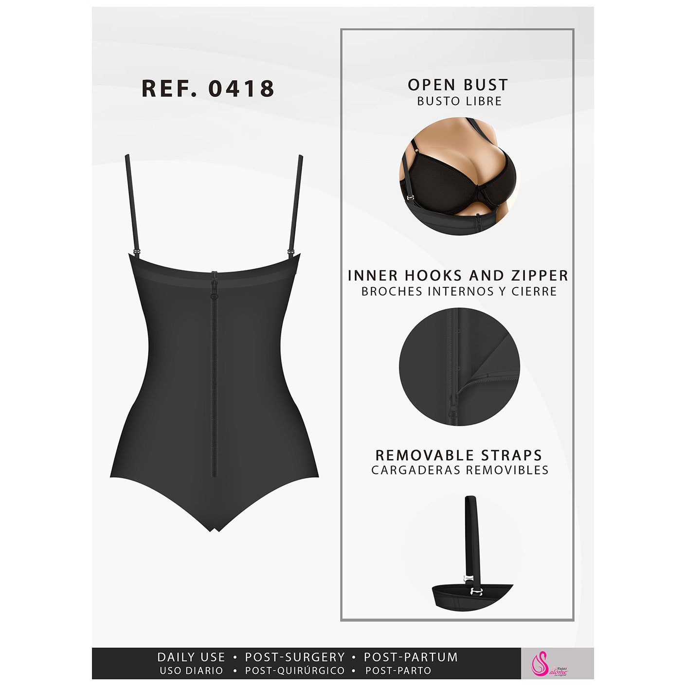 Fajas Salome 0418 | Open Bust Tummy Control Shapewear | Everyday Use Colombian Fajas