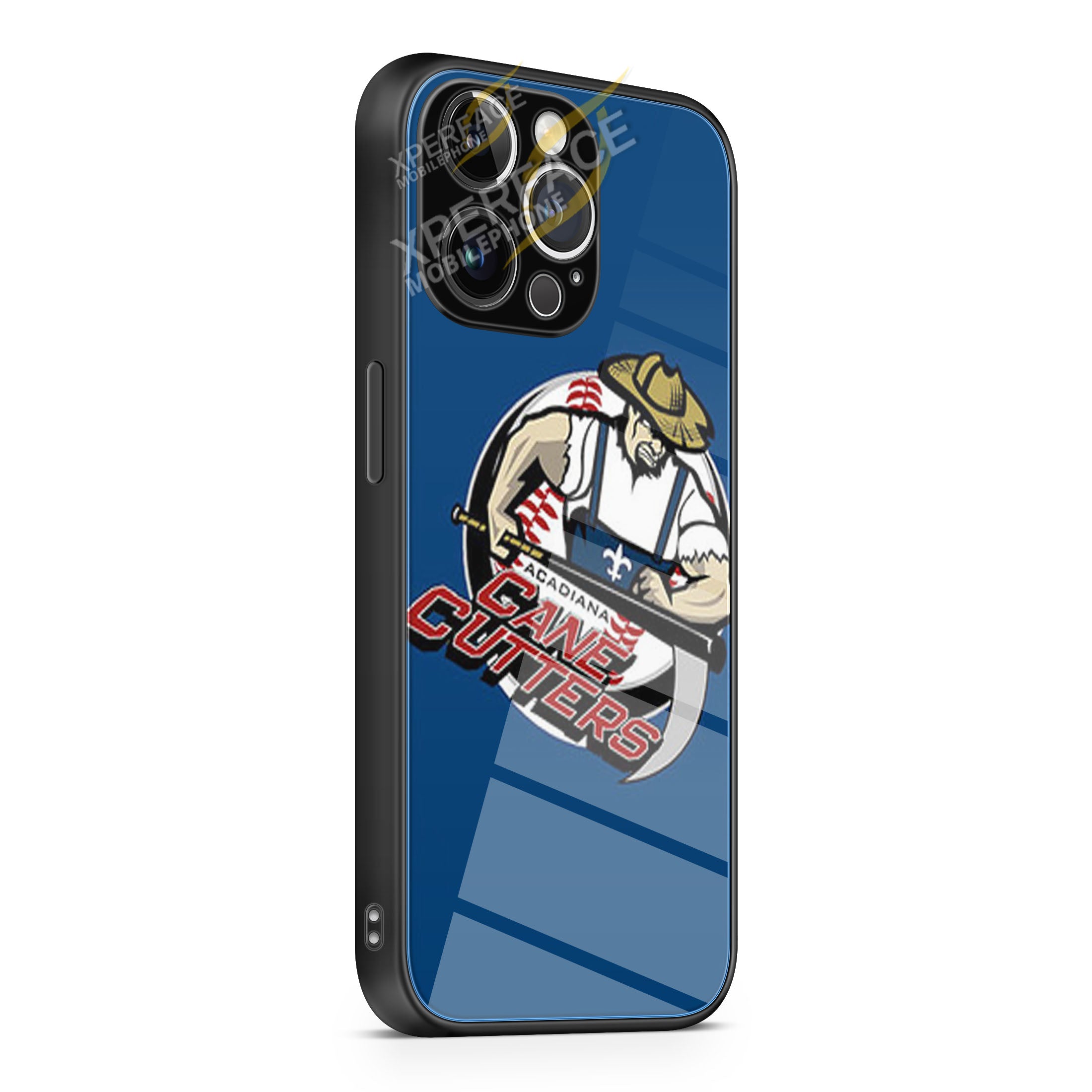 CANE CUTTERS BASEBALL LOGO BLUE iPhone 15 | iPhone 15 Plus | iPhone 15 Pro | iPhone 15 Pro Max Glass Case cover