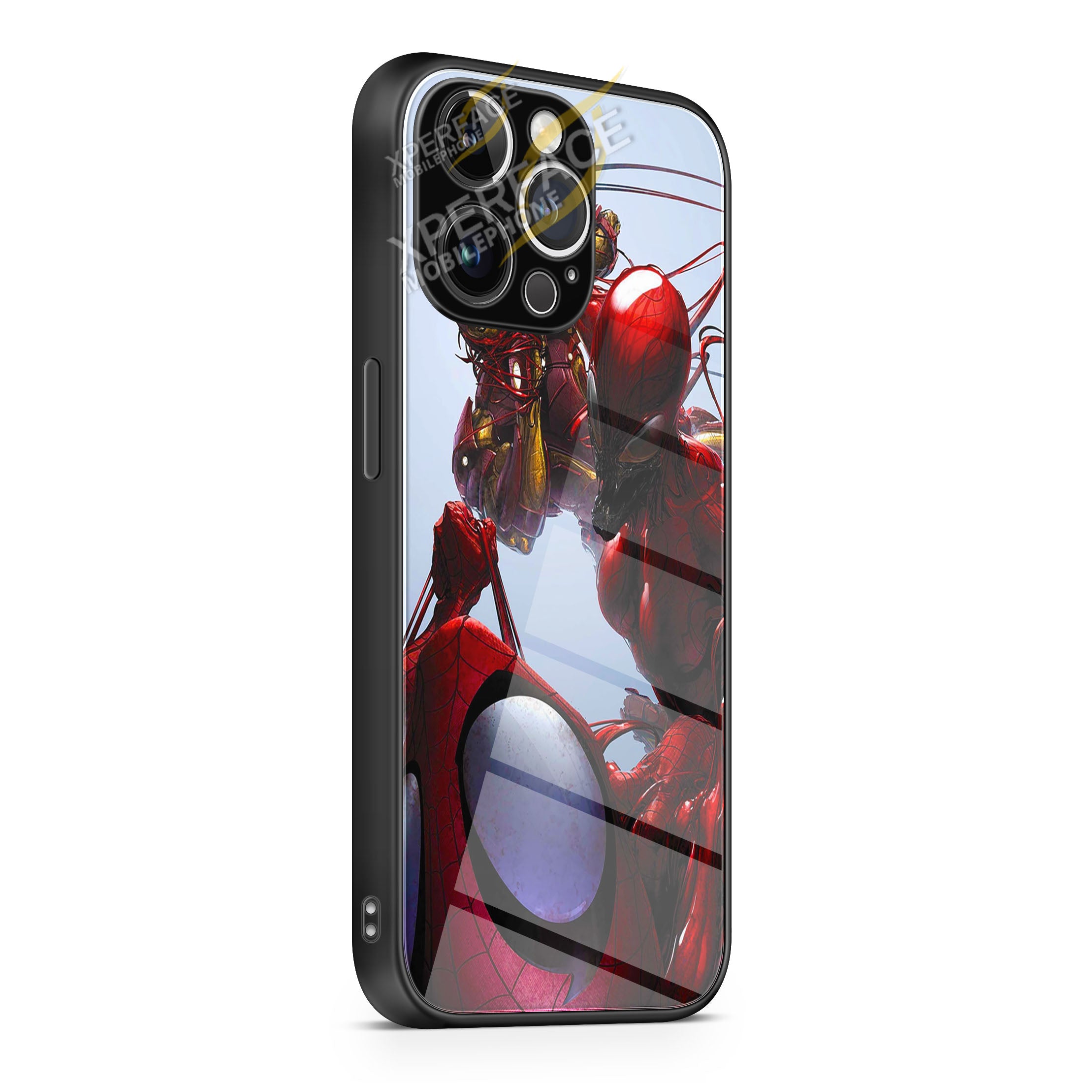 Carnage Vs Spider Man And Iron Man iPhone 15 | iPhone 15 Plus | iPhone 15 Pro | iPhone 15 Pro Max Glass Case cover