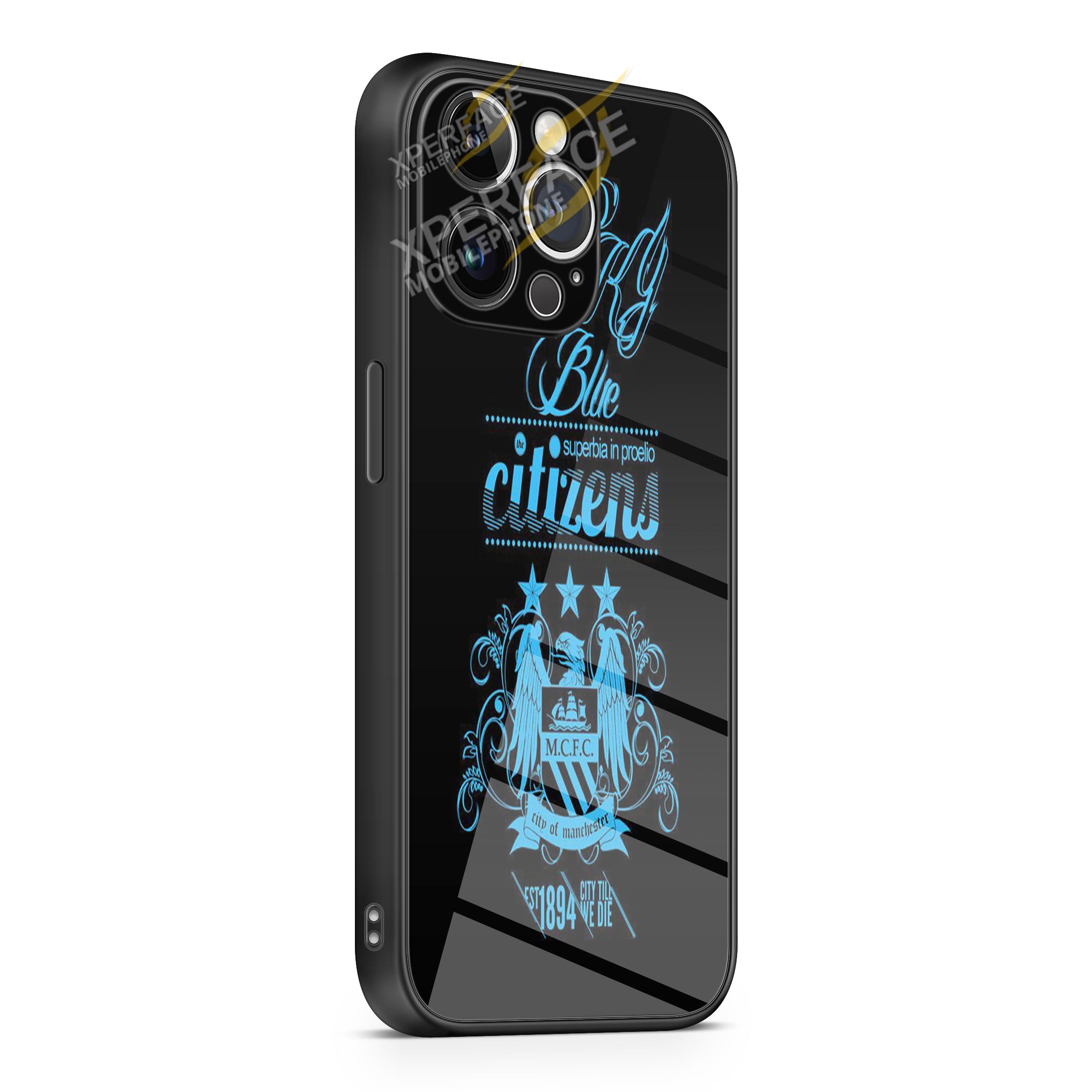 citiens manchester city iPhone 15 | iPhone 15 Plus | iPhone 15 Pro | iPhone 15 Pro Max Glass Case cover