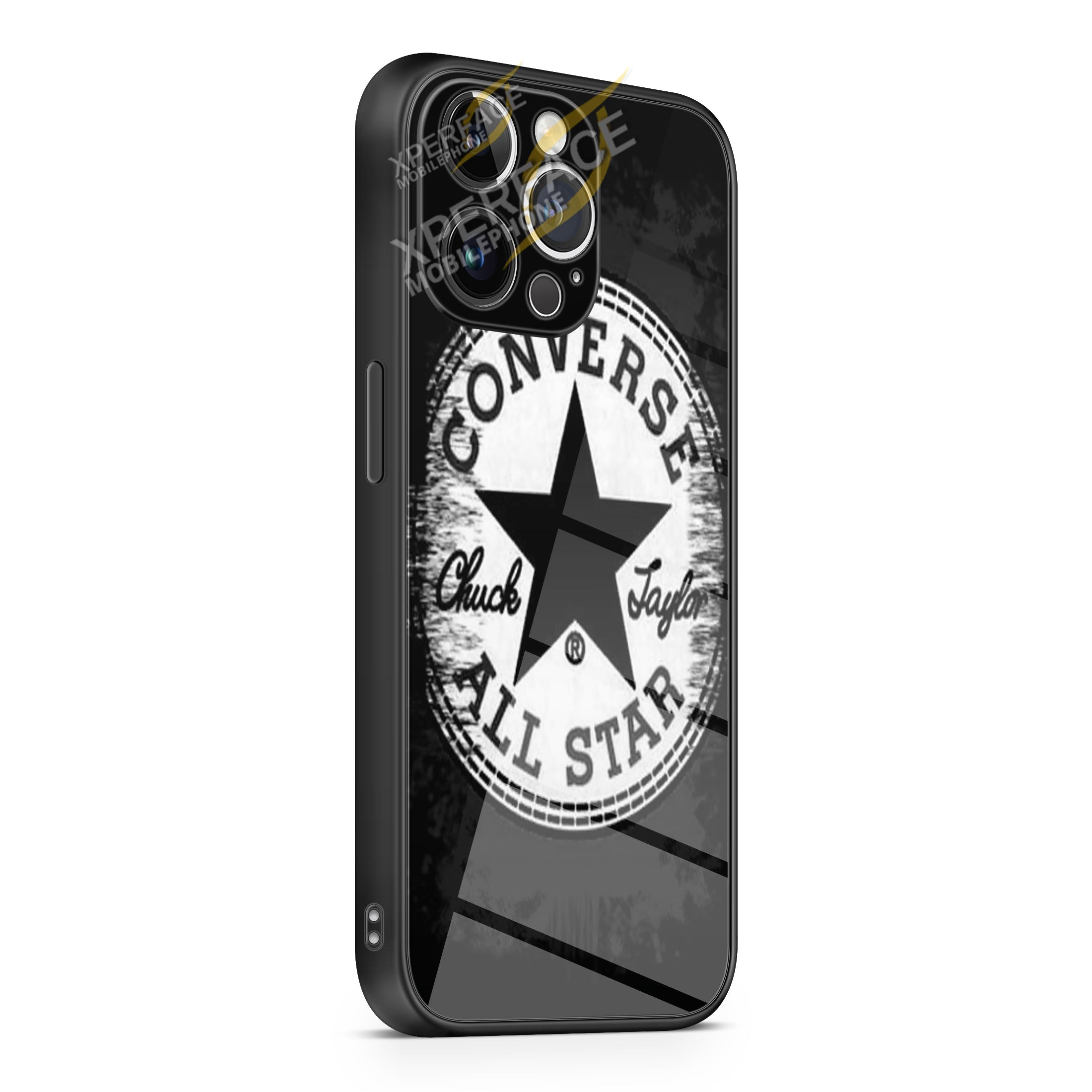 Converse Black iPhone 15 | iPhone 15 Plus | iPhone 15 Pro | iPhone 15 Pro Max Glass Case cover