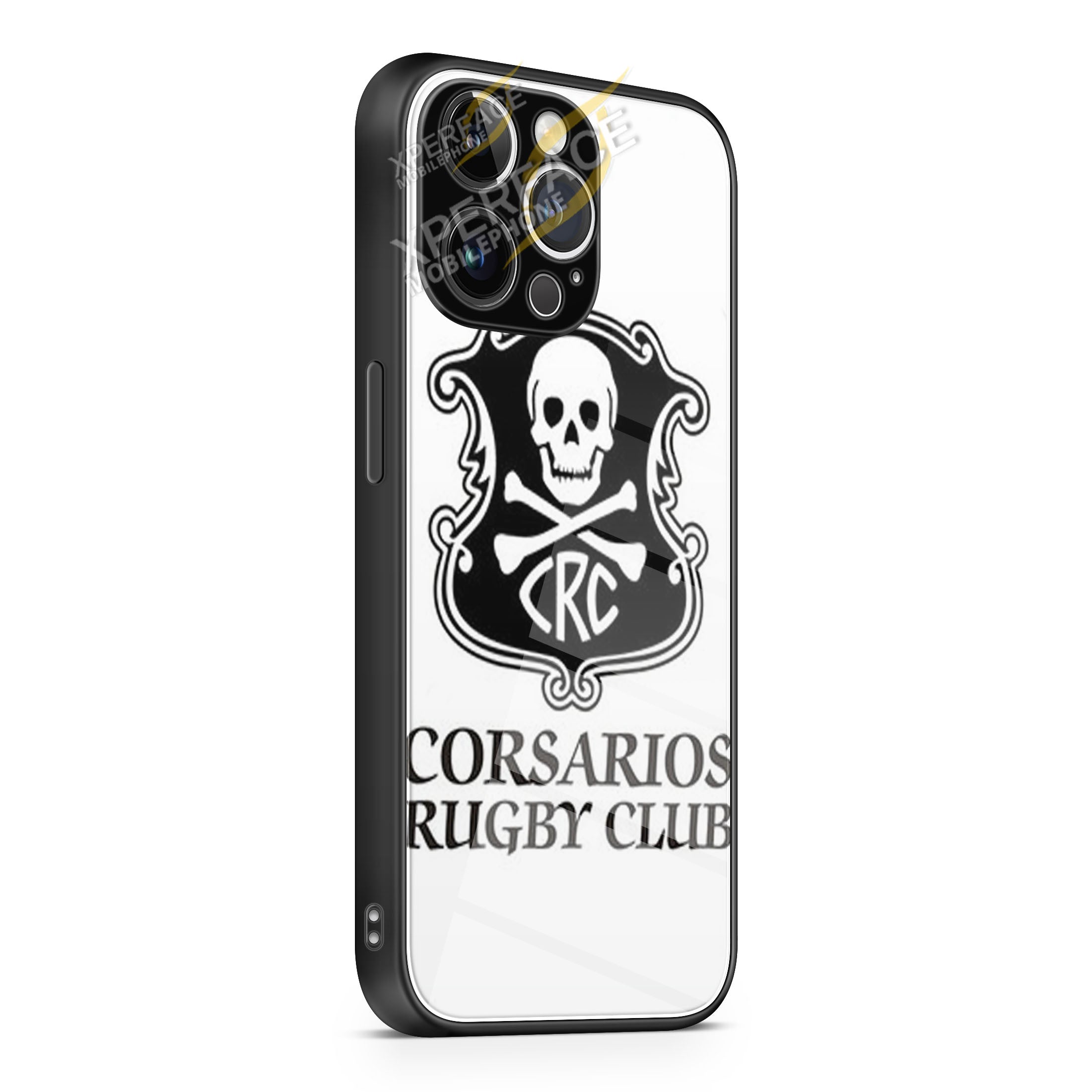 CORSARIOS RUGBY CLUB LOGO WHITE iPhone 15 | iPhone 15 Plus | iPhone 15 Pro | iPhone 15 Pro Max Glass Case cover