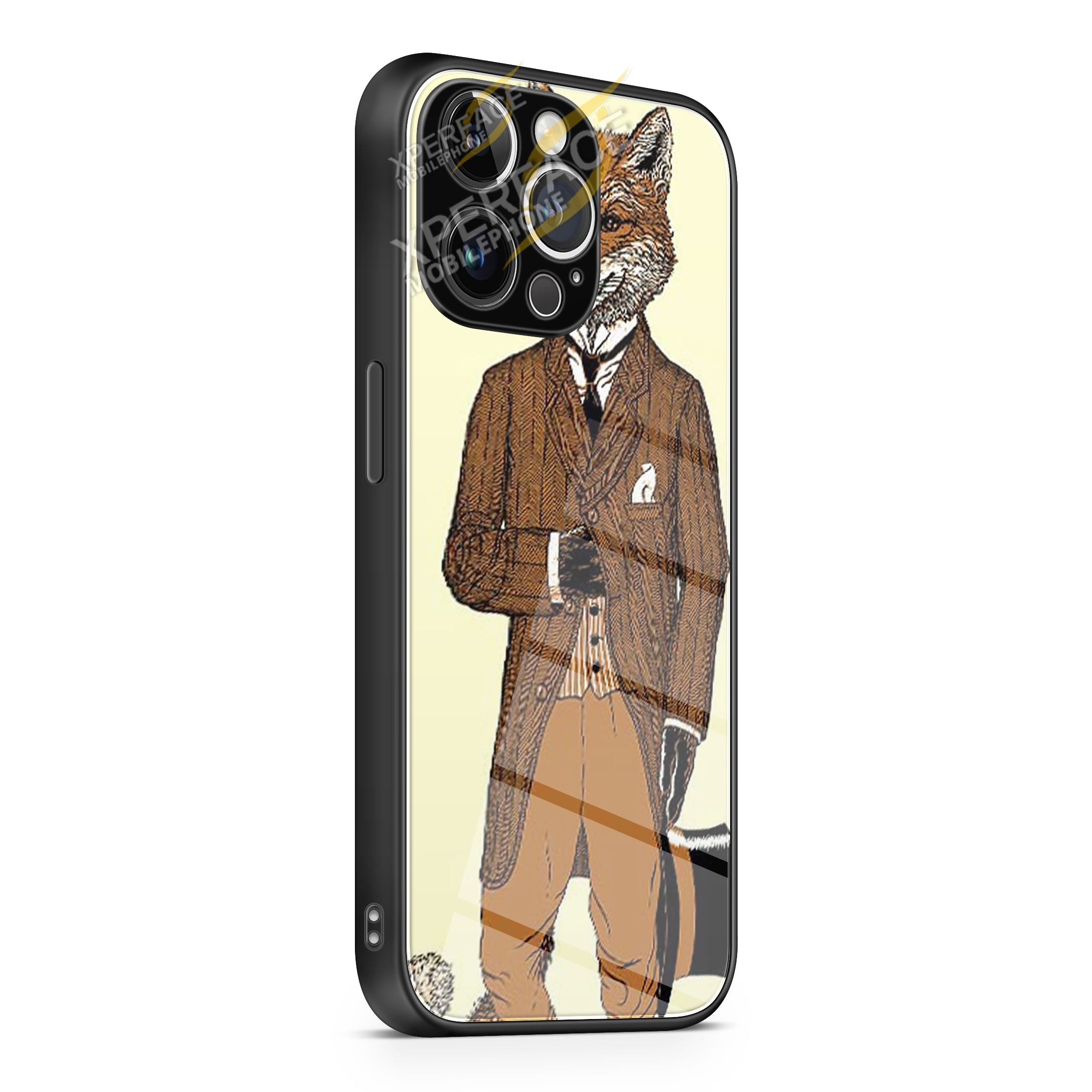 Dapper Fox Box iPhone 15 | iPhone 15 Plus | iPhone 15 Pro | iPhone 15 Pro Max Glass Case cover