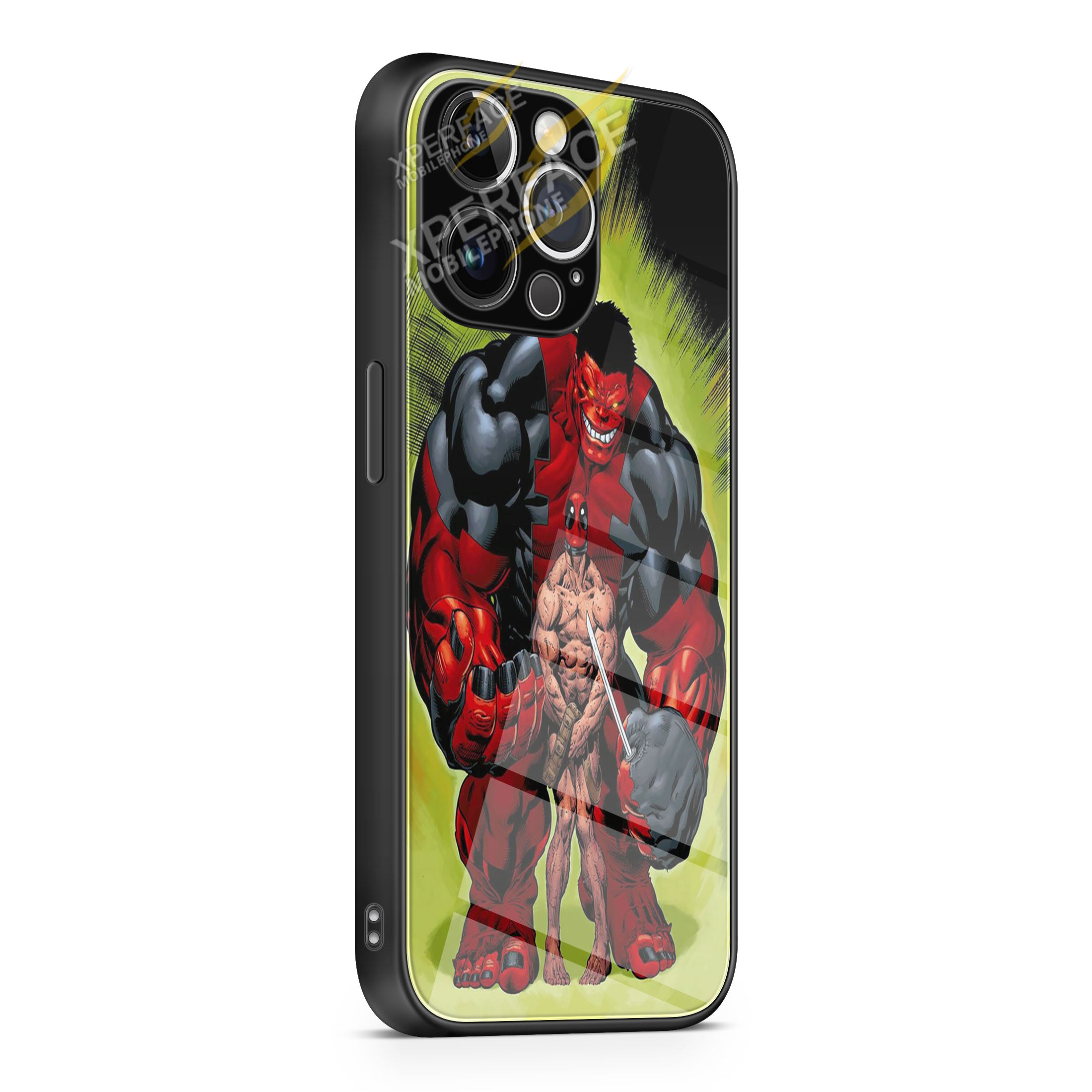 deadpool crazy time hulk iPhone 15 | iPhone 15 Plus | iPhone 15 Pro | iPhone 15 Pro Max Glass Case cover