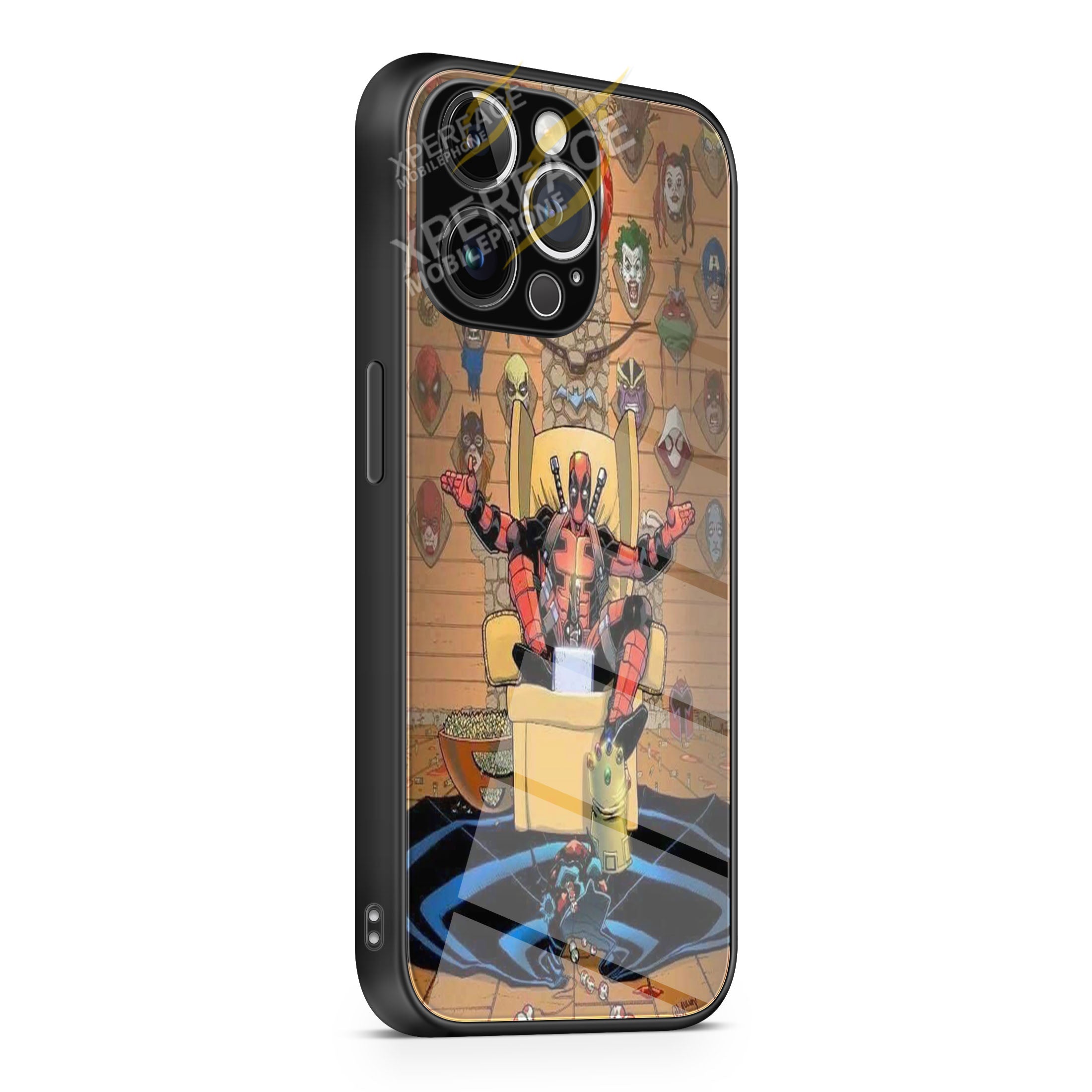 deadpool mask avengers iPhone 15 | iPhone 15 Plus | iPhone 15 Pro | iPhone 15 Pro Max Glass Case cover