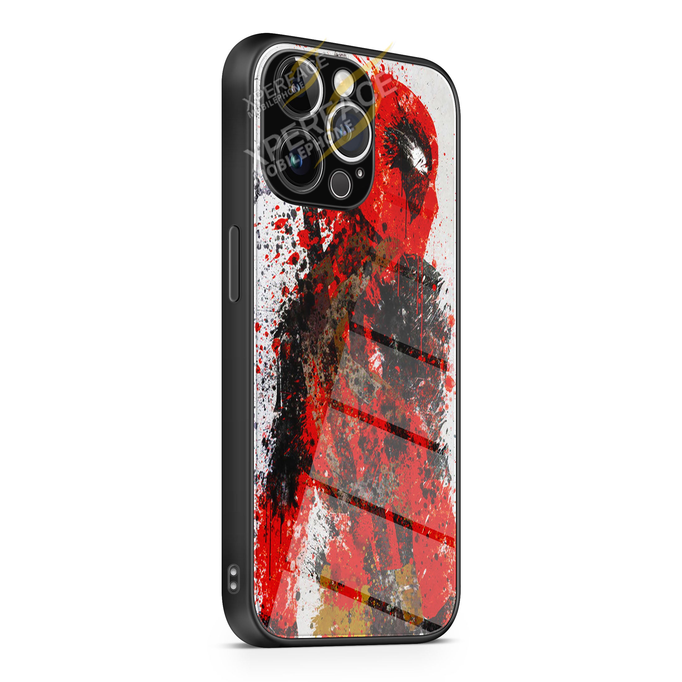 Deadpool Paint Splat iPhone 15 | iPhone 15 Plus | iPhone 15 Pro | iPhone 15 Pro Max Glass Case cover
