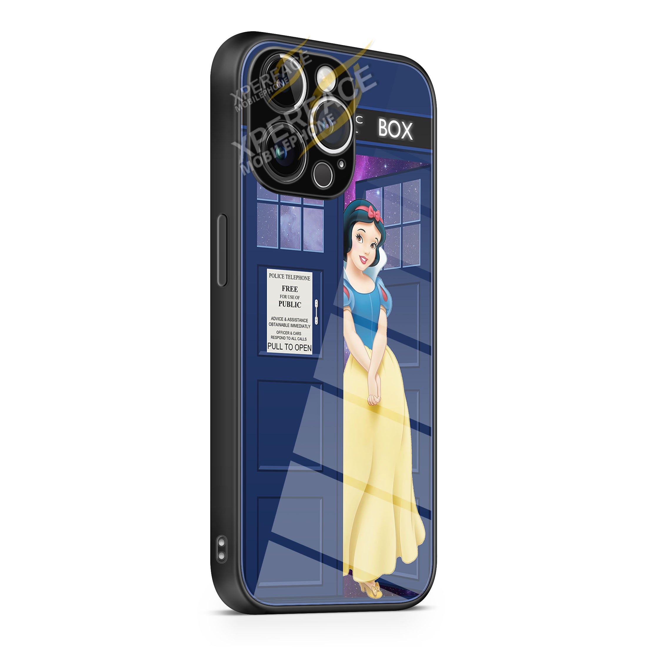 Disney Princess Snow White Tardis Police Box iPhone 15 | iPhone 15 Plus | iPhone 15 Pro | iPhone 15 Pro Max Glass Case cover