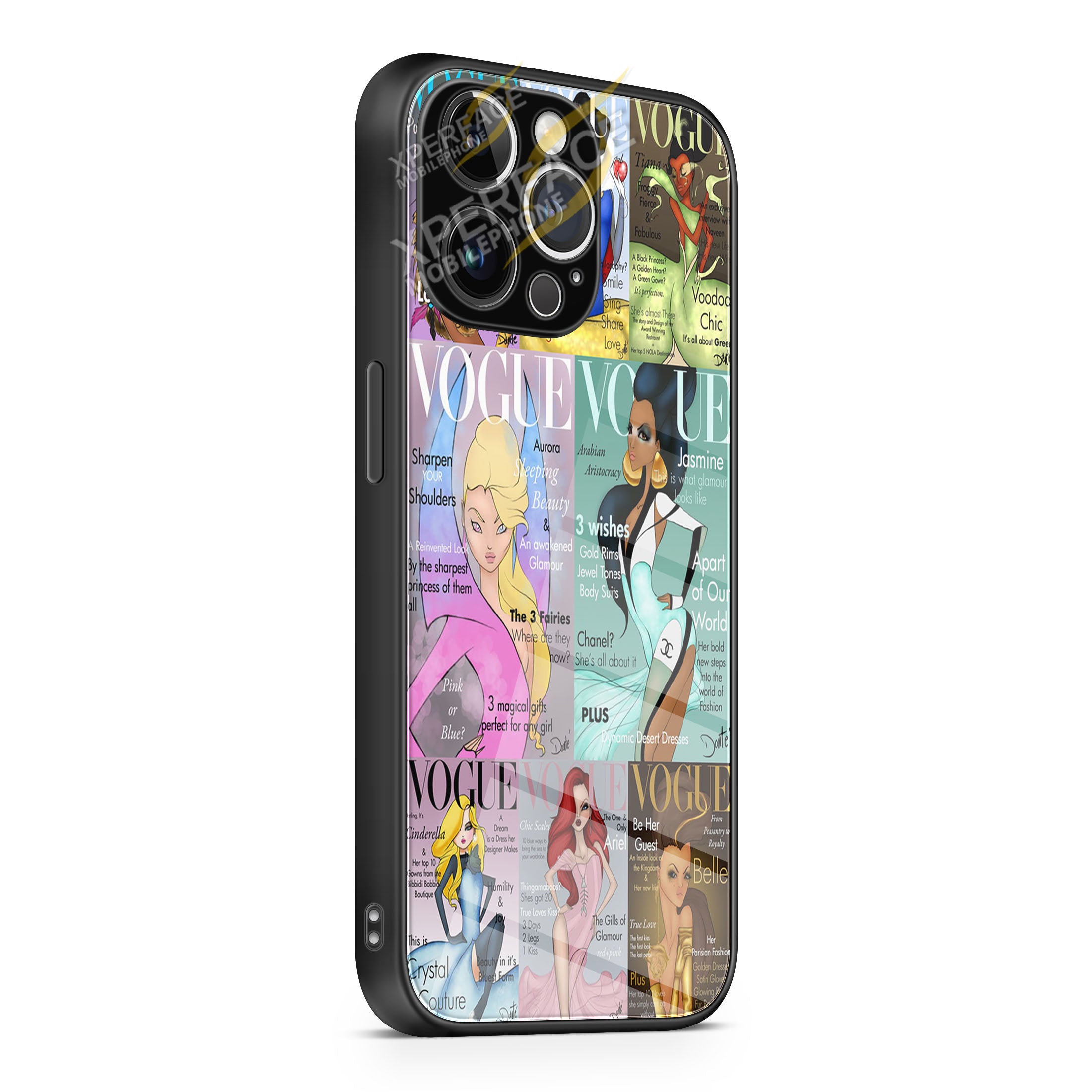 Disney Princess Vogue iPhone 15 | iPhone 15 Plus | iPhone 15 Pro | iPhone 15 Pro Max Glass Case cover
