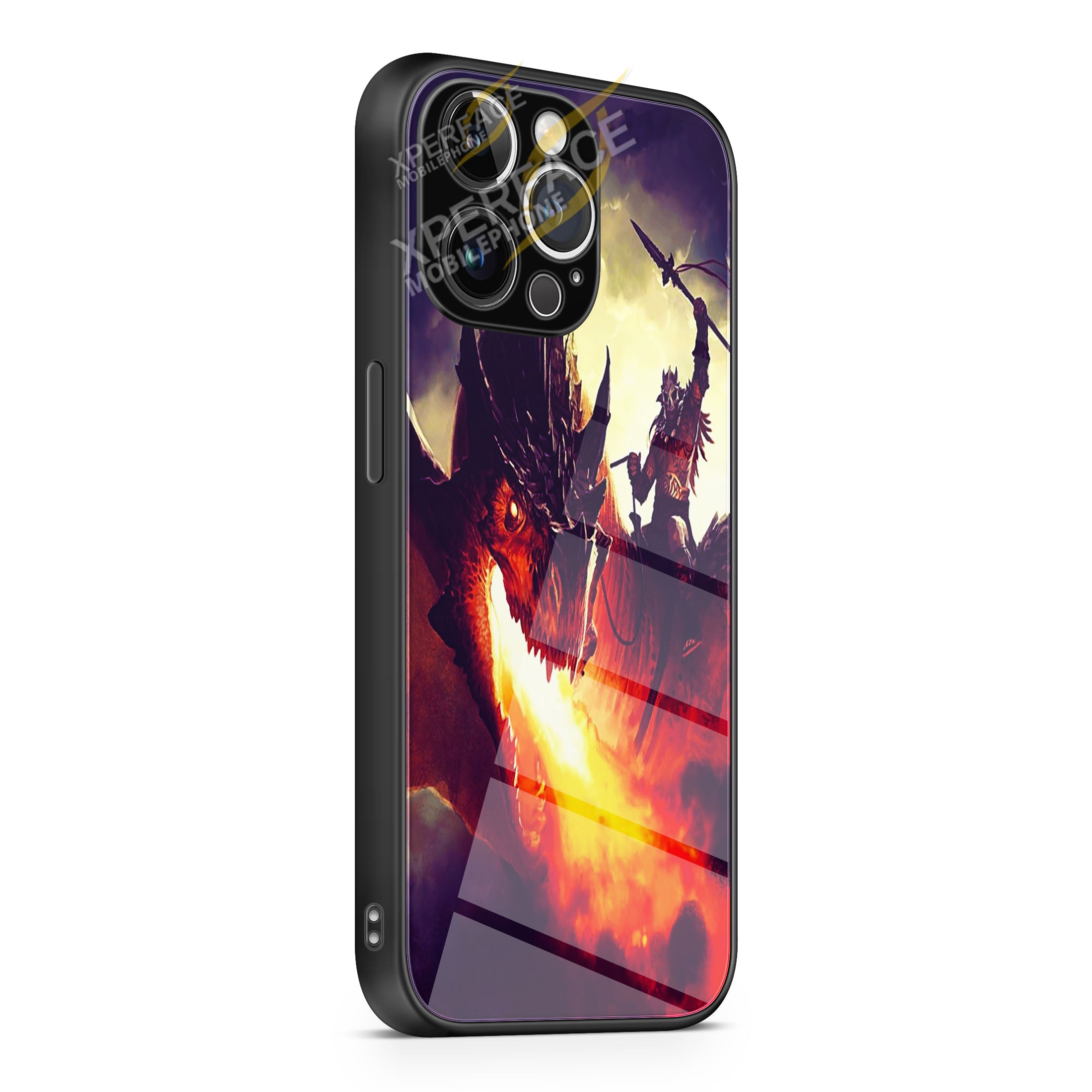 Dragon Knight Fire iPhone 15 | iPhone 15 Plus | iPhone 15 Pro | iPhone 15 Pro Max Glass Case cover