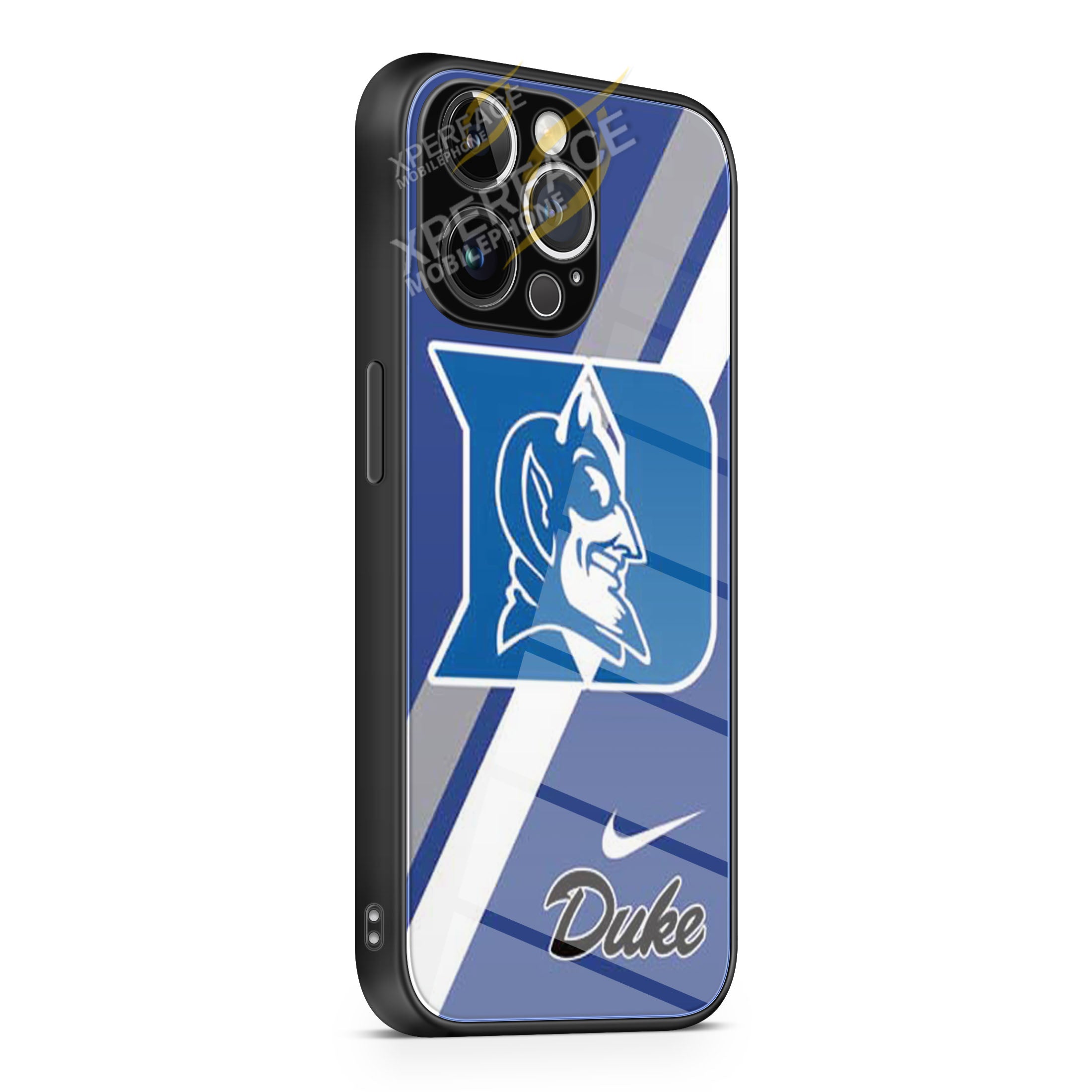 Duke Blue Devils logo stripes nike iPhone 15 | iPhone 15 Plus | iPhone 15 Pro | iPhone 15 Pro Max Glass Case cover