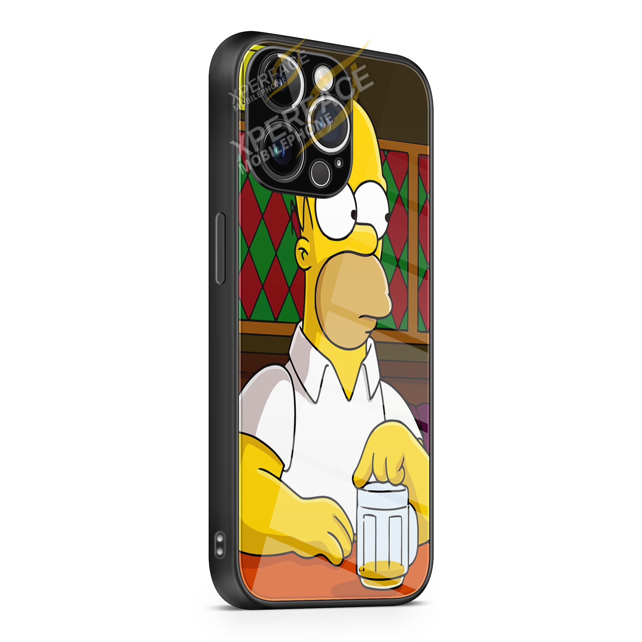 Homer Simpson Cartoon iPhone 15 | iPhone 15 Plus | iPhone 15 Pro | iPhone 15 Pro Max Glass Case cover