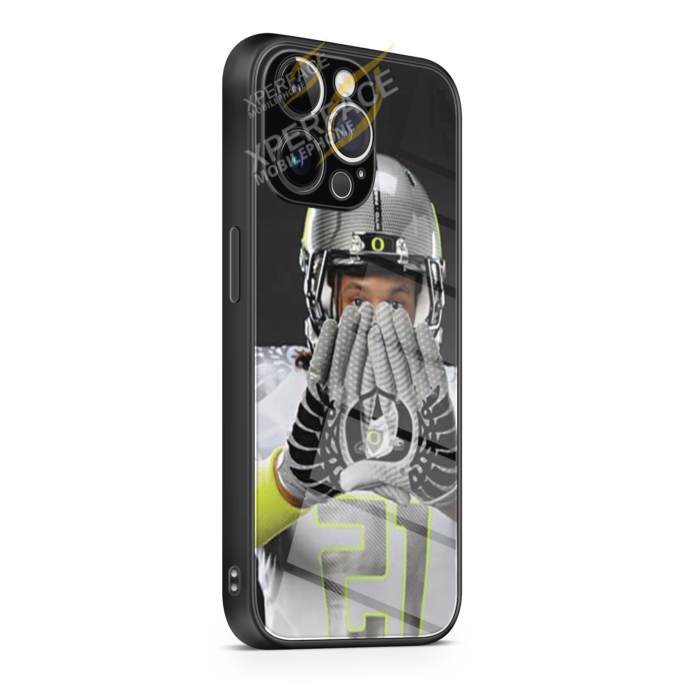 Oregon Ducks gloves grey iPhone 15 | iPhone 15 Plus | iPhone 15 Pro | iPhone 15 Pro Max Glass Case cover