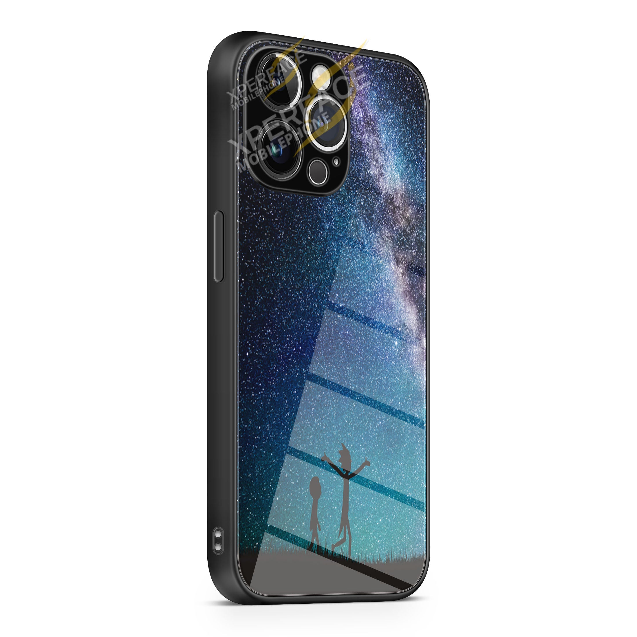 Rick and Morty Nebula Space blue iPhone 15 | iPhone 15 Plus | iPhone 15 Pro | iPhone 15 Pro Max Glass Case cover