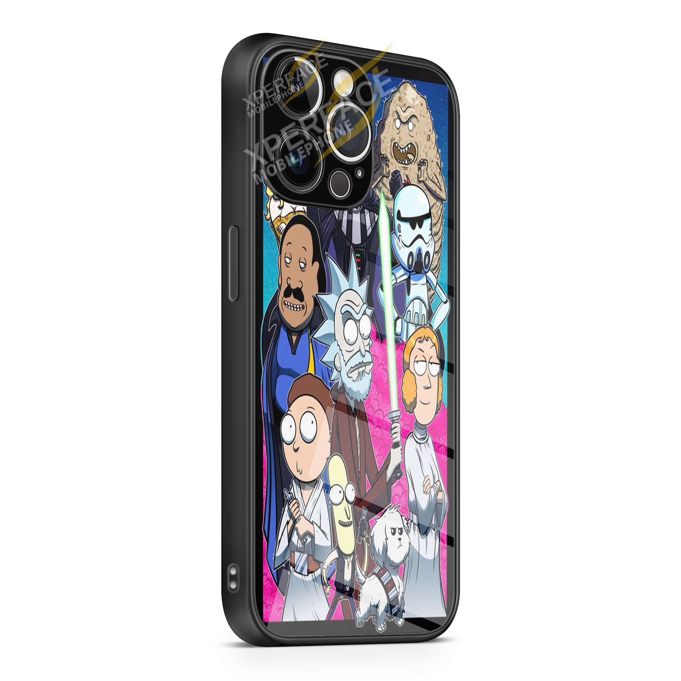 Rick and Morty Star wars iPhone 15 | iPhone 15 Plus | iPhone 15 Pro | iPhone 15 Pro Max Glass Case cover