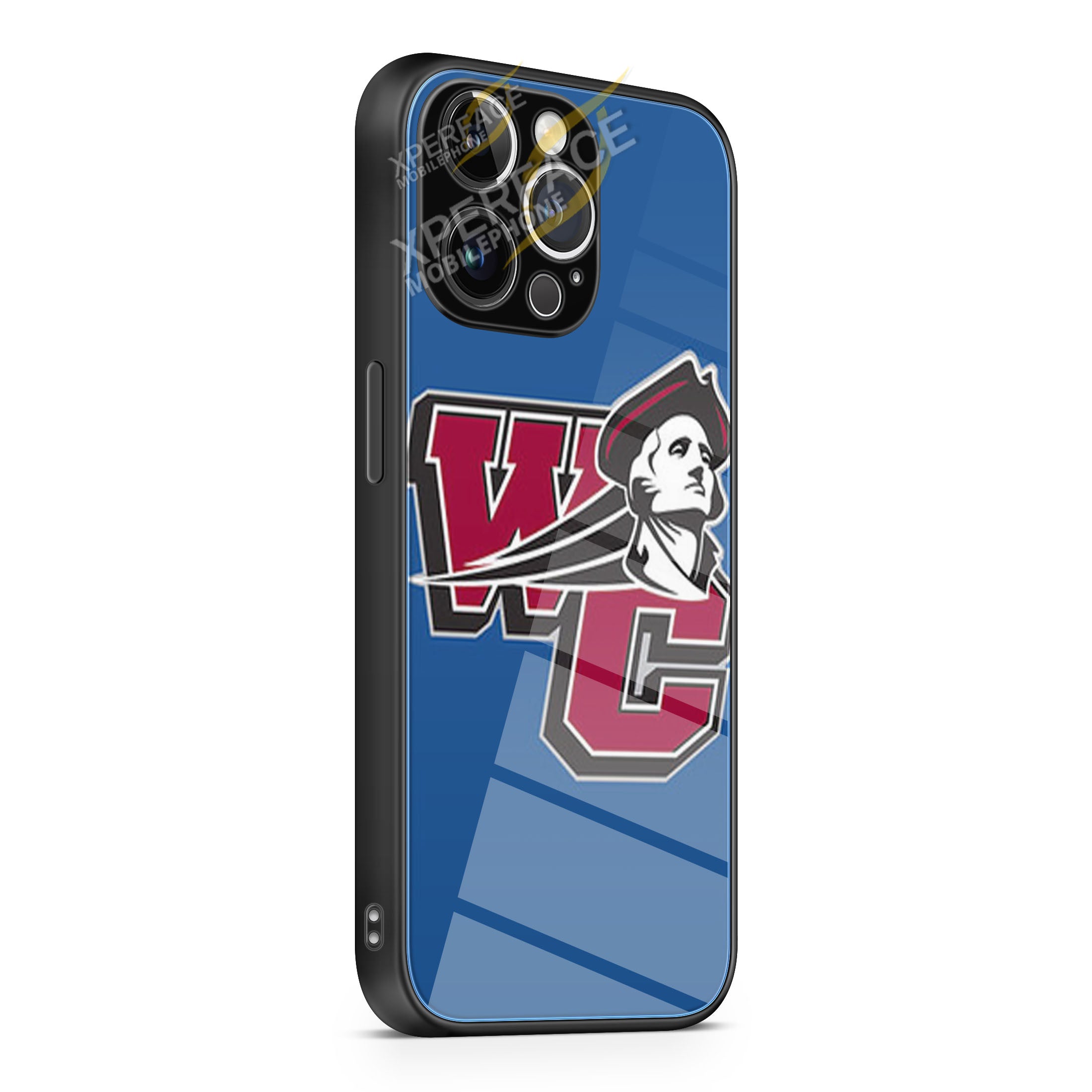 WASHINGTTON COLEGE LOGO BLUE iPhone 15 | iPhone 15 Plus | iPhone 15 Pro | iPhone 15 Pro Max Glass Case cover