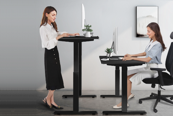 Sit stand shift working with electric standing desk