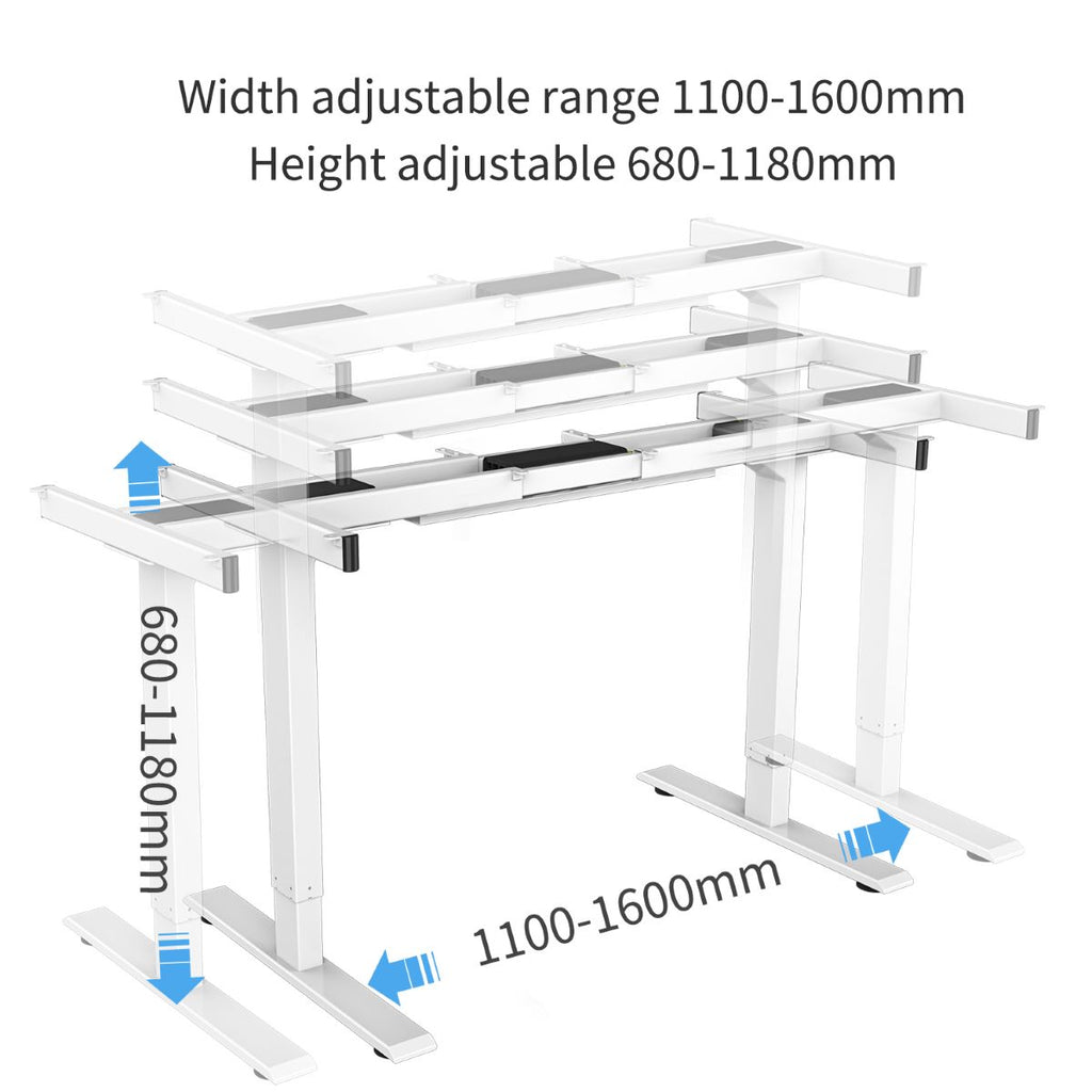 maidesite electric standing desk base height and extended range