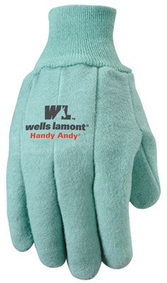 Wells Lamont Handy Andy Mens Chore Work Gloves, Cotton/Polyester, Green, Large