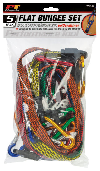 5 pk. Flat Carabiner Bungee Cord