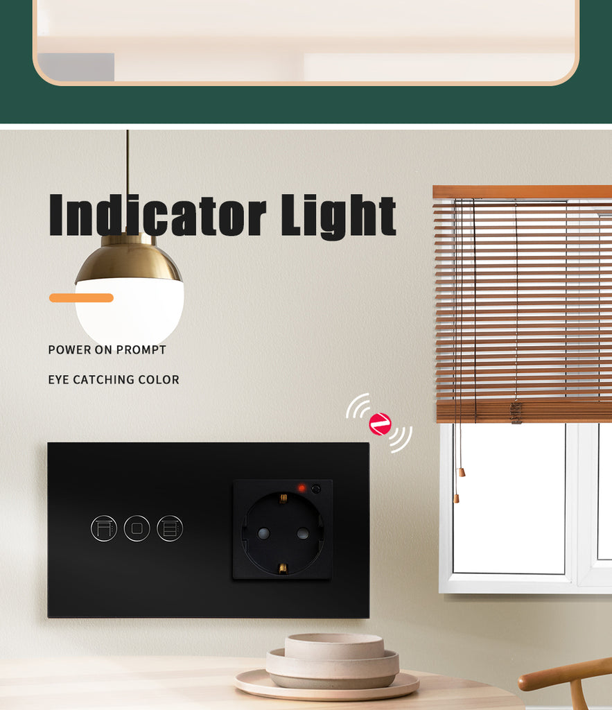Zigbee Touch Roller Shutter Switch With Smart Socket 1/2/3 Gang 157mm ...