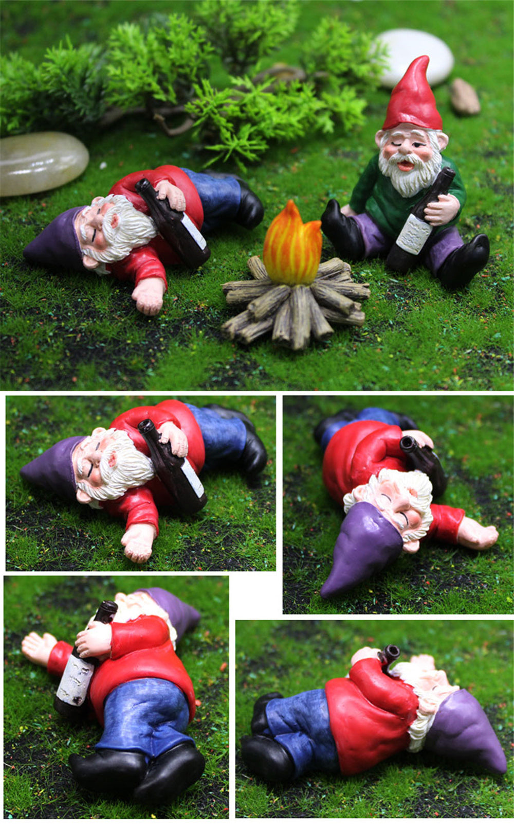 Three Garden Gnomes+Bonfire