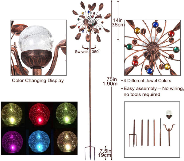 75in Jewel Cup Multi-Color Seasonal LED Lighting Solar Powered Glass Ball