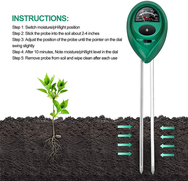 3 in 1 Garden Flowers Soil Moisture Sensor