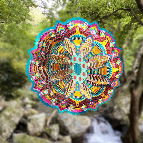 Art Decorations 6 inches Pink Flower Mandala Wind Spinners